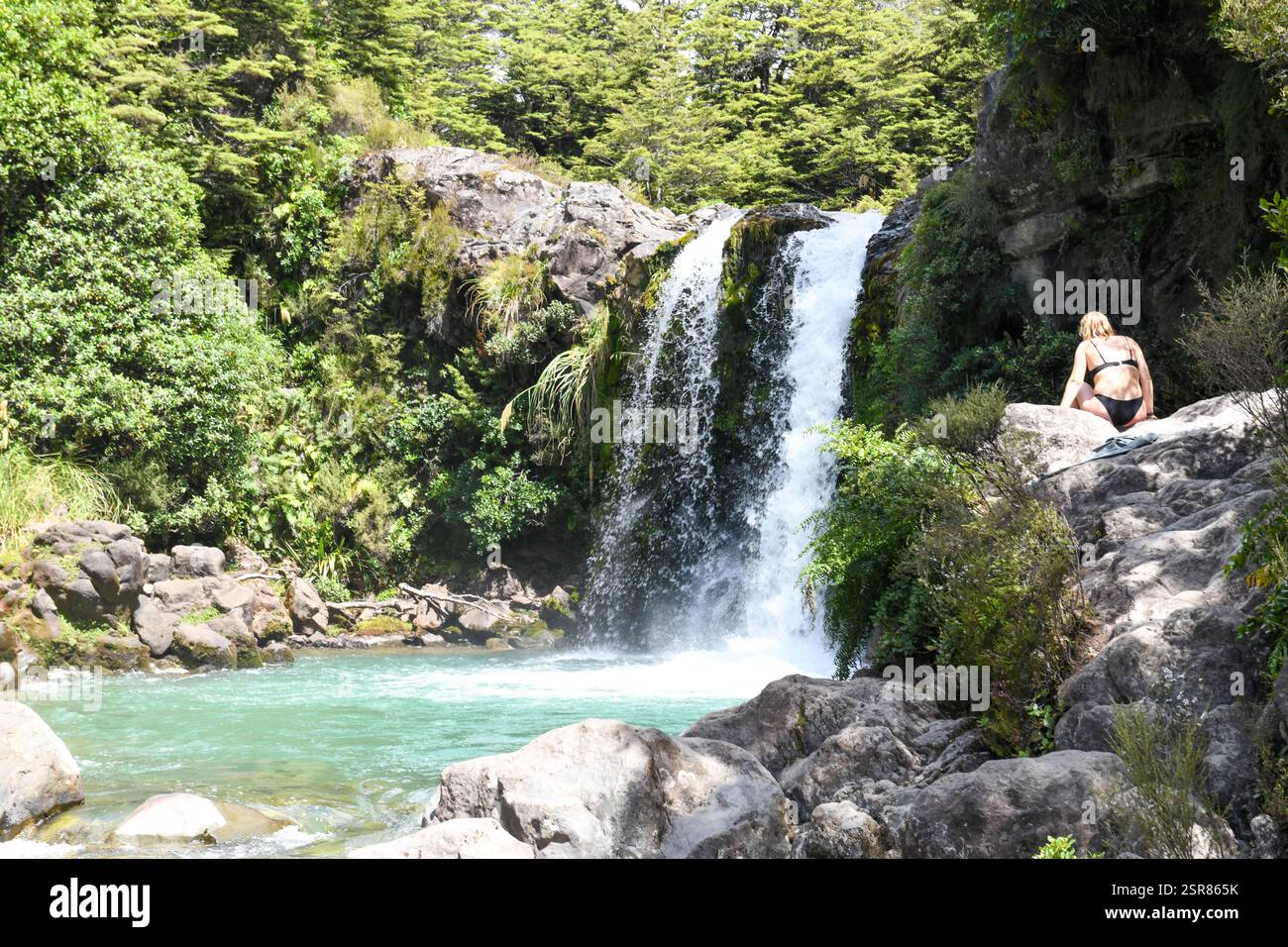 Vue à Tawhai Falls (Gollum's Pool) sur le parc national de Tongariro en Nouvelle-Zélande Banque D'Images