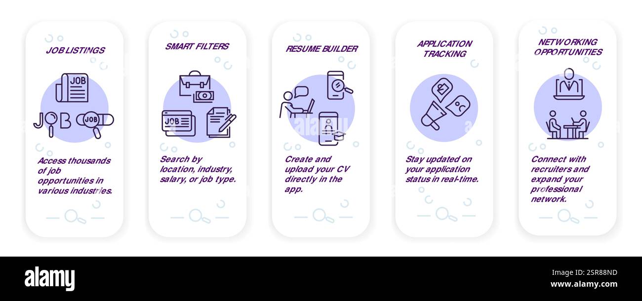 Icônes de recherche d'emploi Illustration de Vecteur