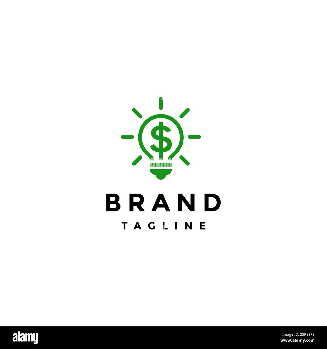 Symbole dollar à l'intérieur du logo de l'ampoule brillante. Idées lumineuses simples de la prospérité logo Design. Illustration de Vecteur