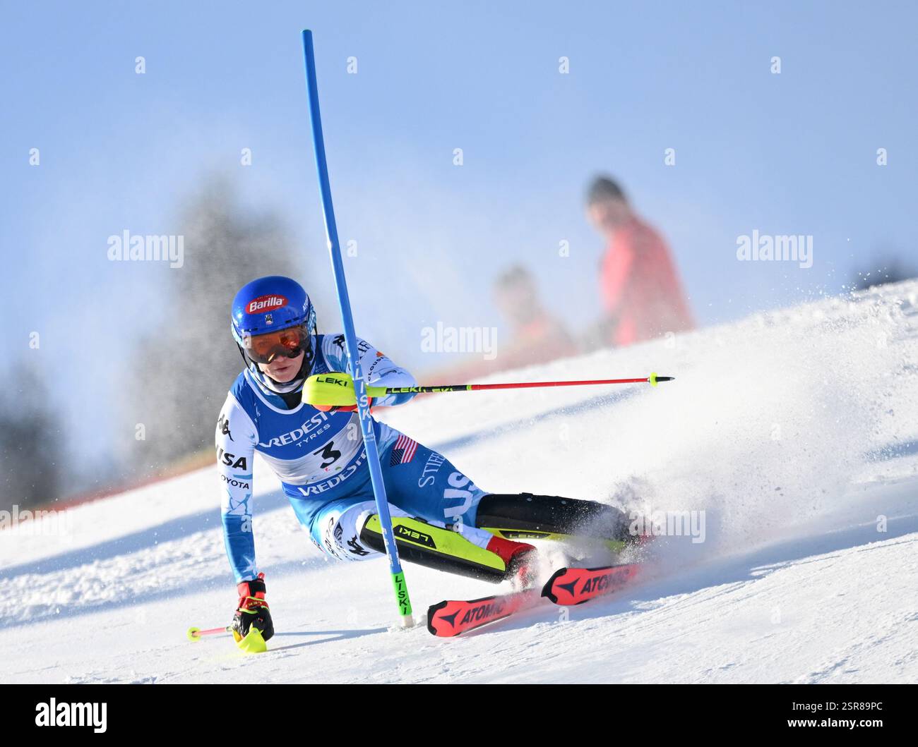 Saalbach, Autriche. 15 février 2025. SAALBACH-HINTERGLEMM, AUTRICHE - 15 FÉVRIER : Mikaela Shiffrin des États-Unis participe à sa première course de slalom féminin lors des Championnats du monde de ski alpin Audi FIS à Zwölferkogel le 15 février 2025 à Saalbach-Hinterglemm, Autriche. Photo : Igor Soban/PIXSELL crédit : Pixsell/Alamy Live News Banque D'Images