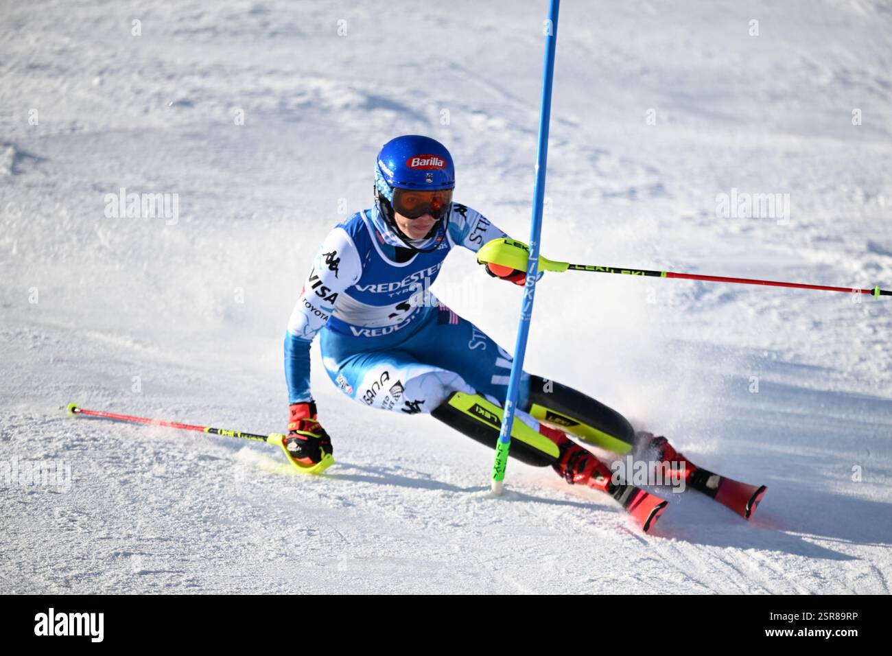 Saalbach, Autriche. 15 février 2025. SAALBACH-HINTERGLEMM, AUTRICHE - 15 FÉVRIER : Mikaela Shiffrin des États-Unis participe à sa première course de slalom féminin lors des Championnats du monde de ski alpin Audi FIS à Zwölferkogel le 15 février 2025 à Saalbach-Hinterglemm, Autriche. Photo : Igor Soban/PIXSELL crédit : Pixsell/Alamy Live News Banque D'Images