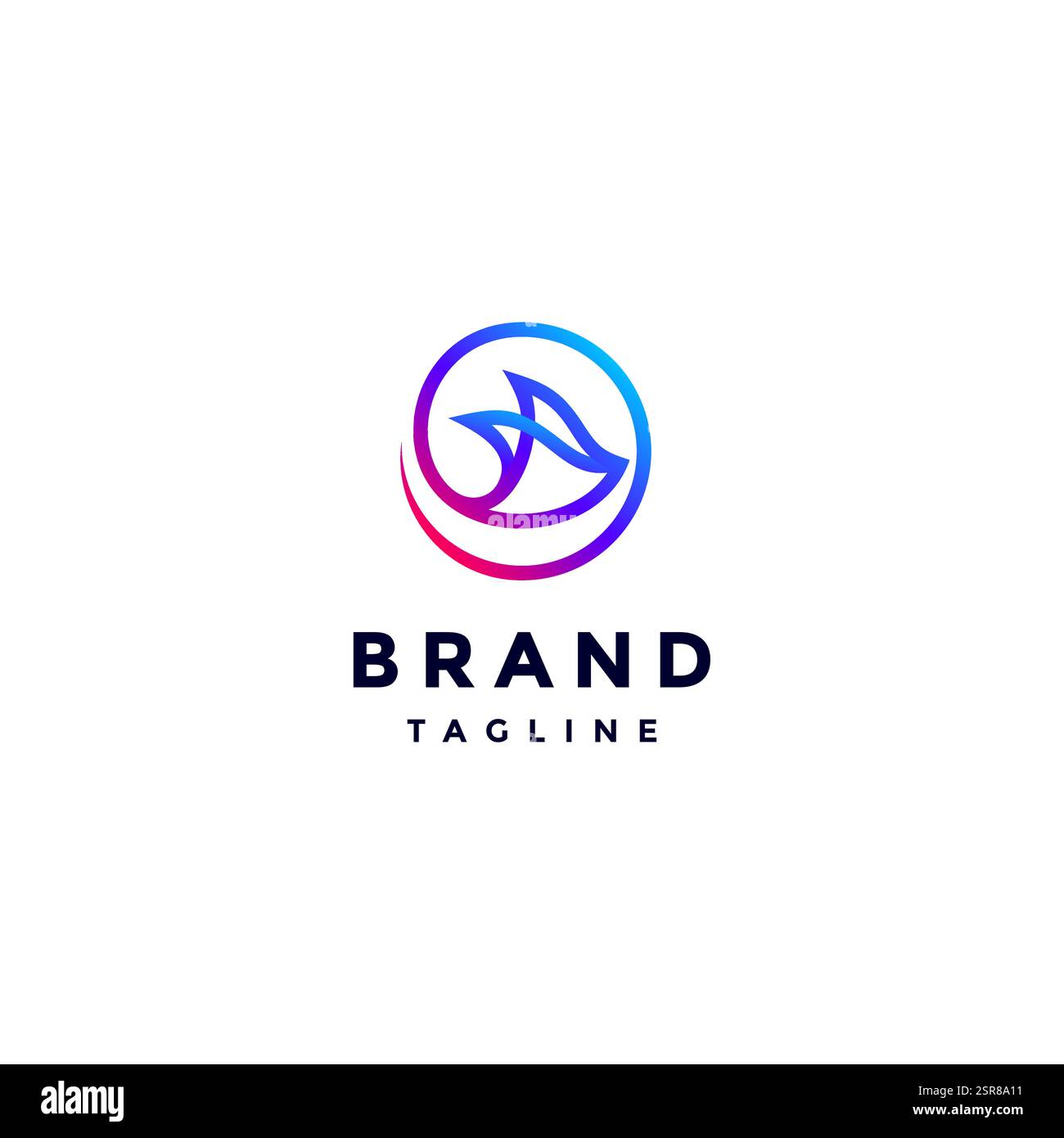 Contour coloré de Stingray dans la conception de logo de cercle. Ligne continue de raies formant un cercle symbole logo Design. Illustration de Vecteur