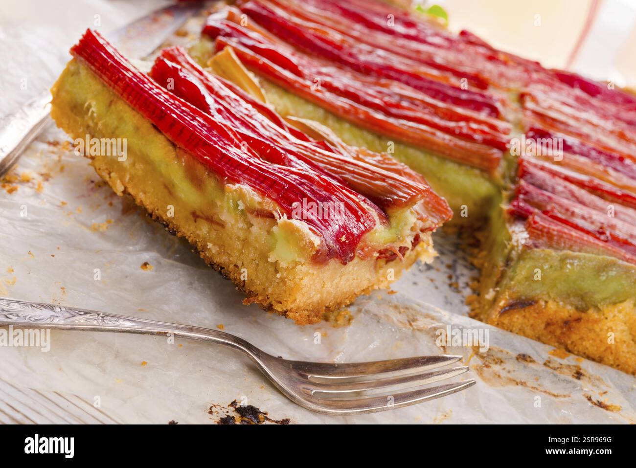 Cake rhubarbe Banque D'Images