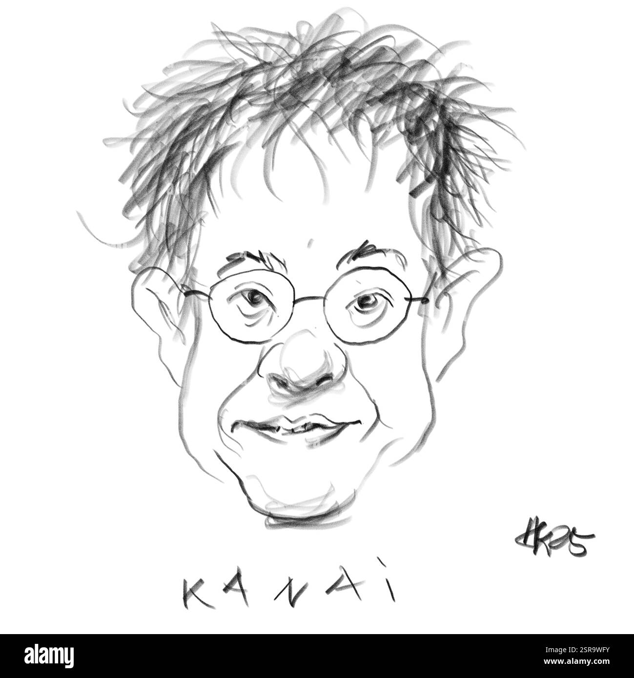 Portrait au crayon de l'auteur Kanai Banque D'Images