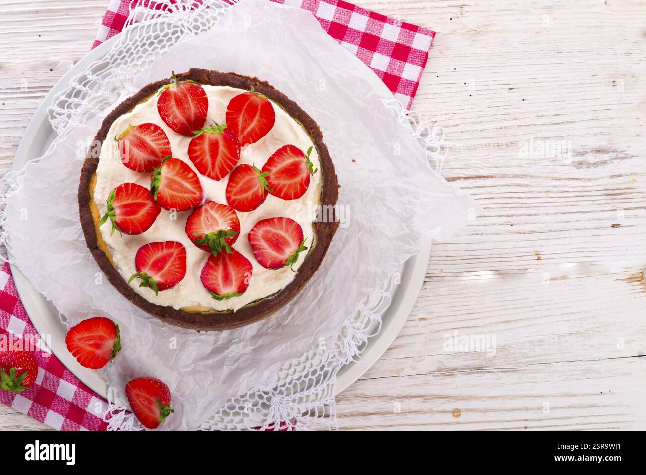 Gâteau au fromage aux fraises Banque D'Images