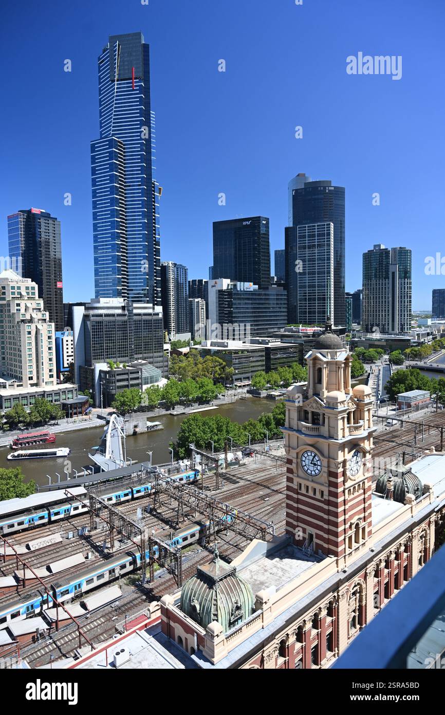 Gare de flinders Street, architecture décisive de style Renaissance française, Melbourne Victoria Australie Banque D'Images