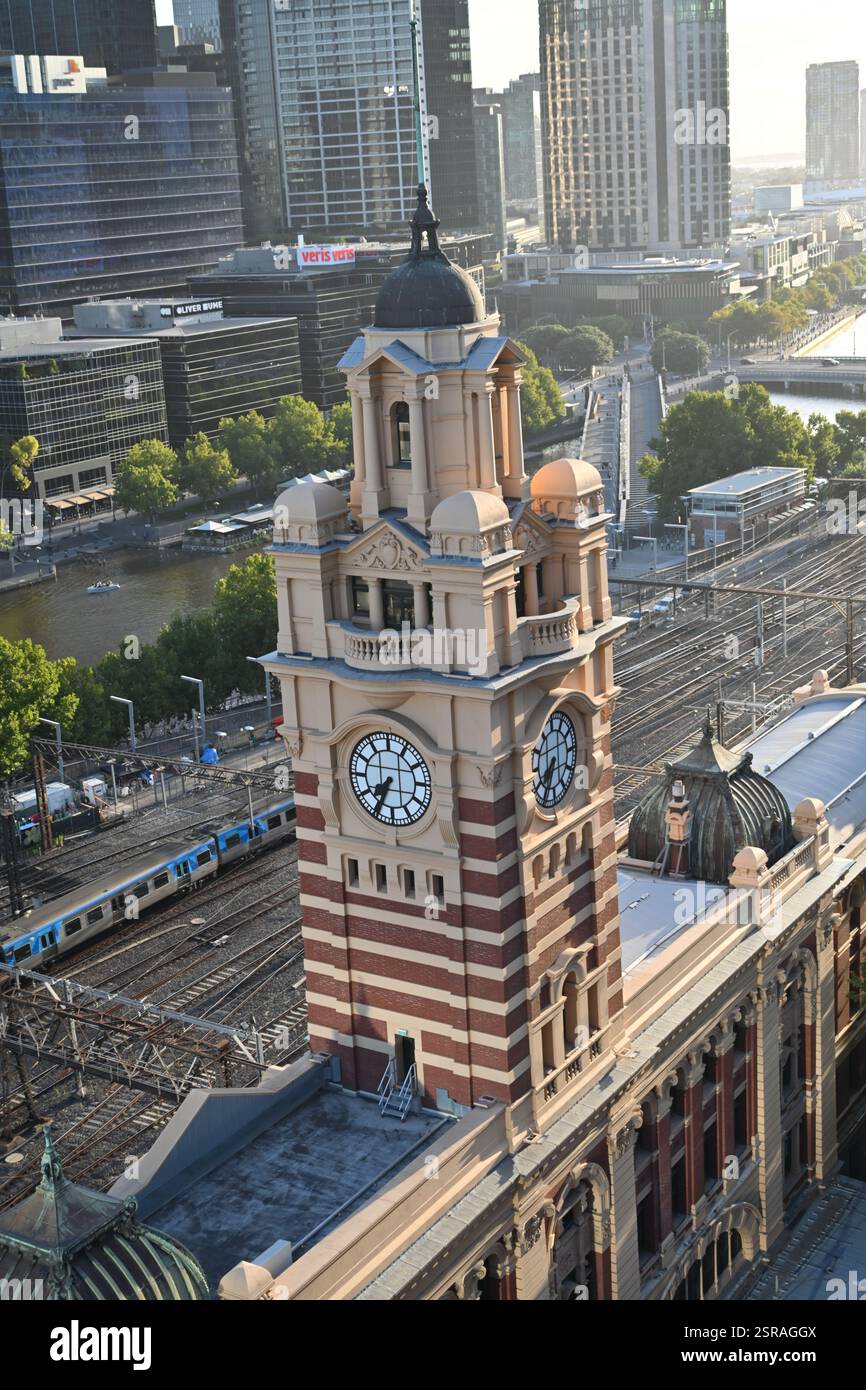 Gare de flinders Street, architecture décisive de style Renaissance française, Melbourne Victoria Australie Banque D'Images