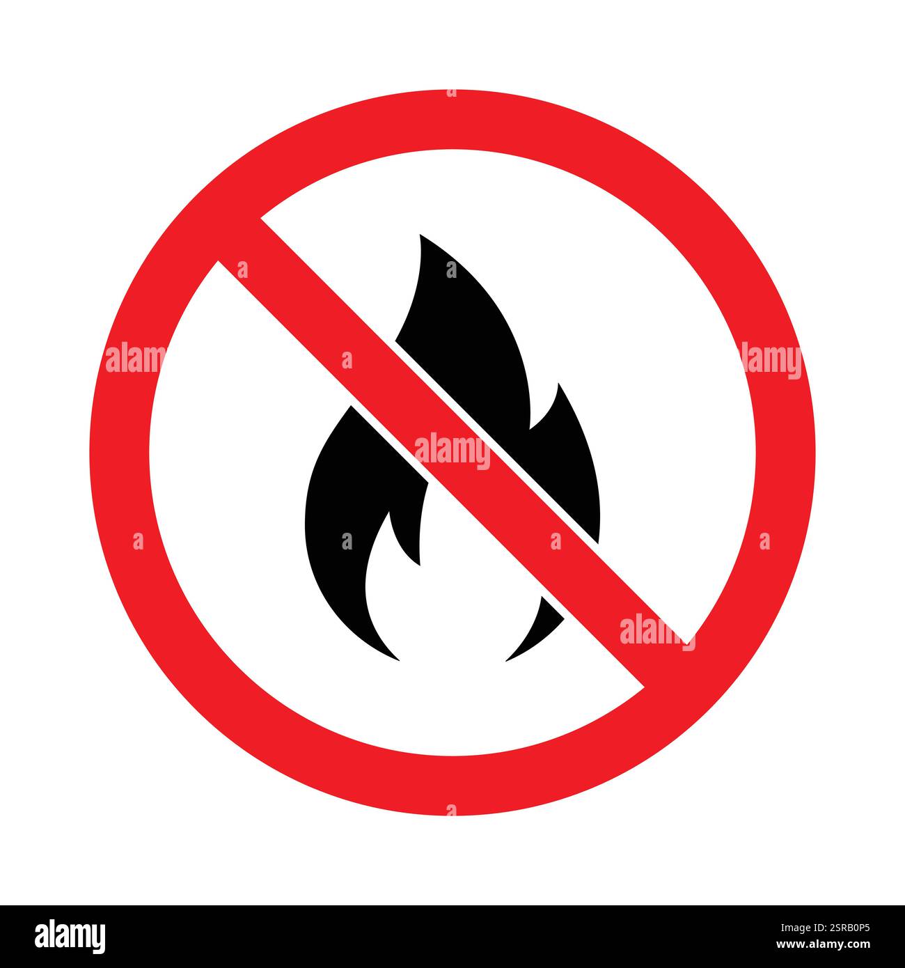 Pas de flamme nue ou pas d'interdiction de feu signe rouge symbole. Aucune icône incendie définie. Panneau de symbole d'icône de zone de feu d'interdiction, illustration vectorielle. Illustration de Vecteur