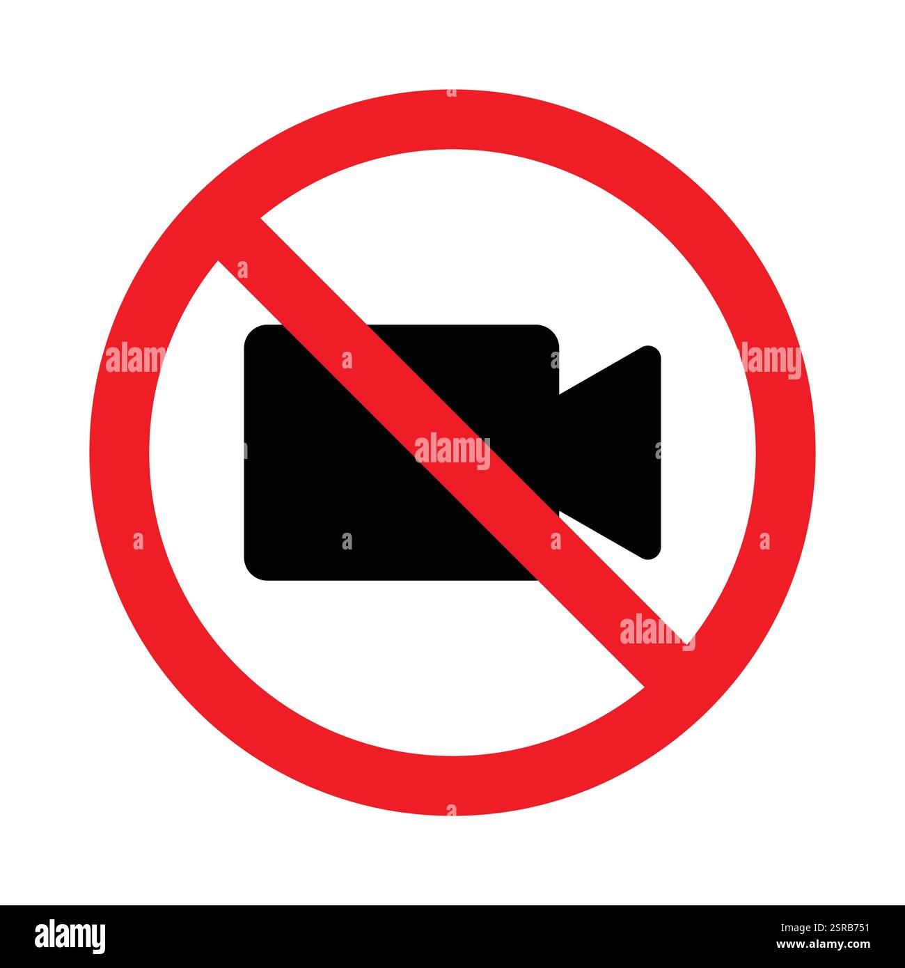 Aucune interdiction de vidéographie ou de photographie symbole rouge interdit. Enregistrement d'une image vectorielle d'icône interdite. Pas de prise de vue interdire la collecte du logo d'icône. Illustration de Vecteur