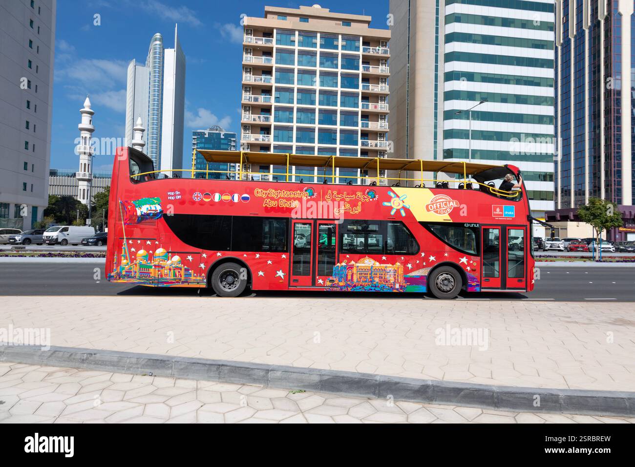 Bus touristique de la ville, Abu Dhabi, Émirats arabes Unis Banque D'Images