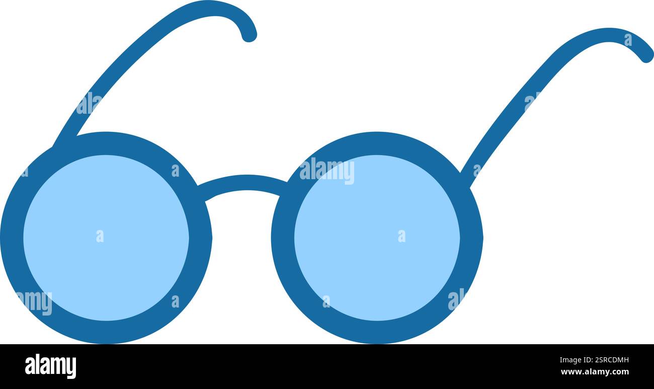 Lunettes rondes élégantes avec des verres bleu clair et des montures bleu foncé incarnant une vision claire, des connaissances et une passion pour les activités intellectuelles et l'apprentissage Illustration de Vecteur