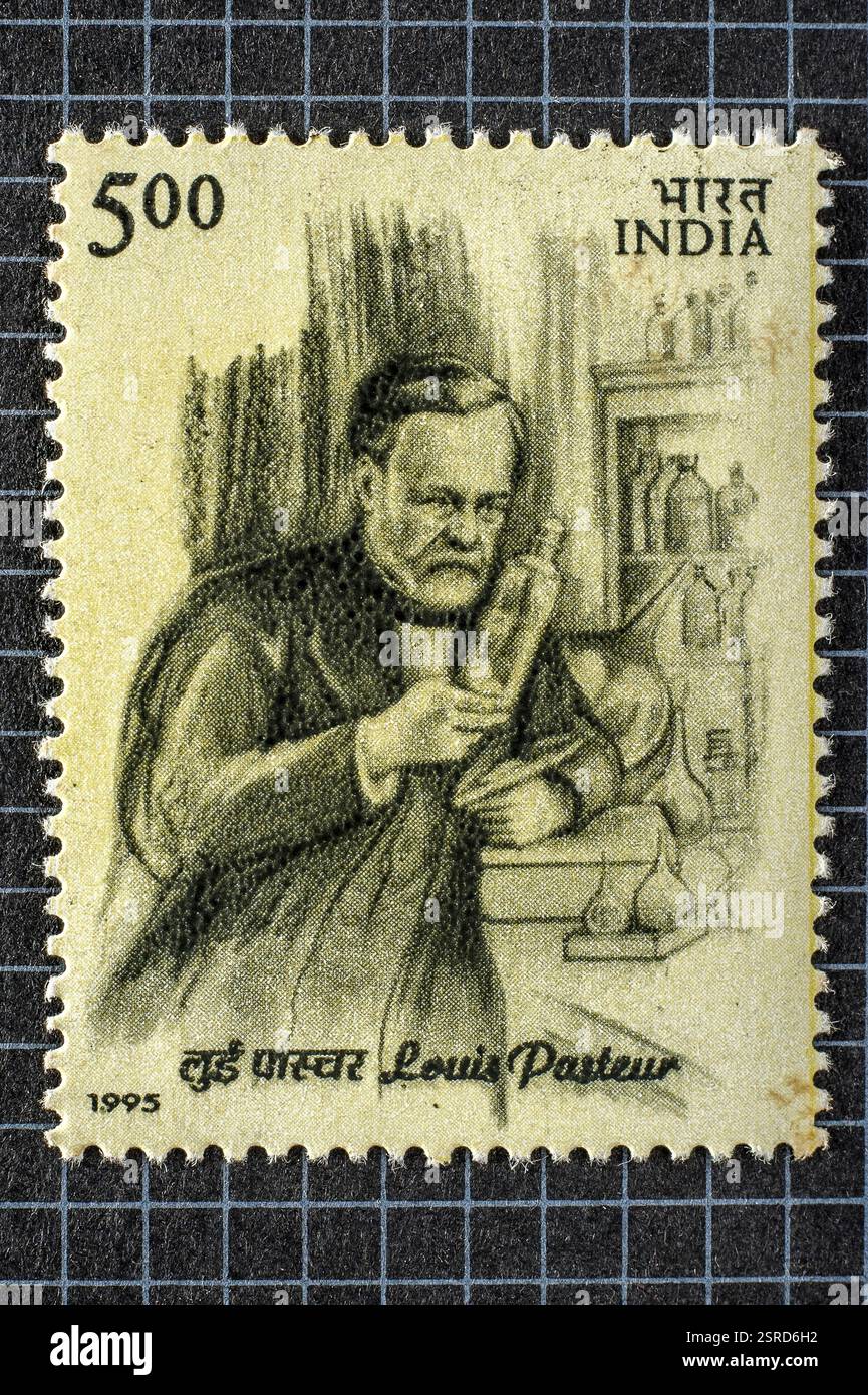 Vintage stamp de Louis Pasteur, l'Inde, l'Asie Banque D'Images