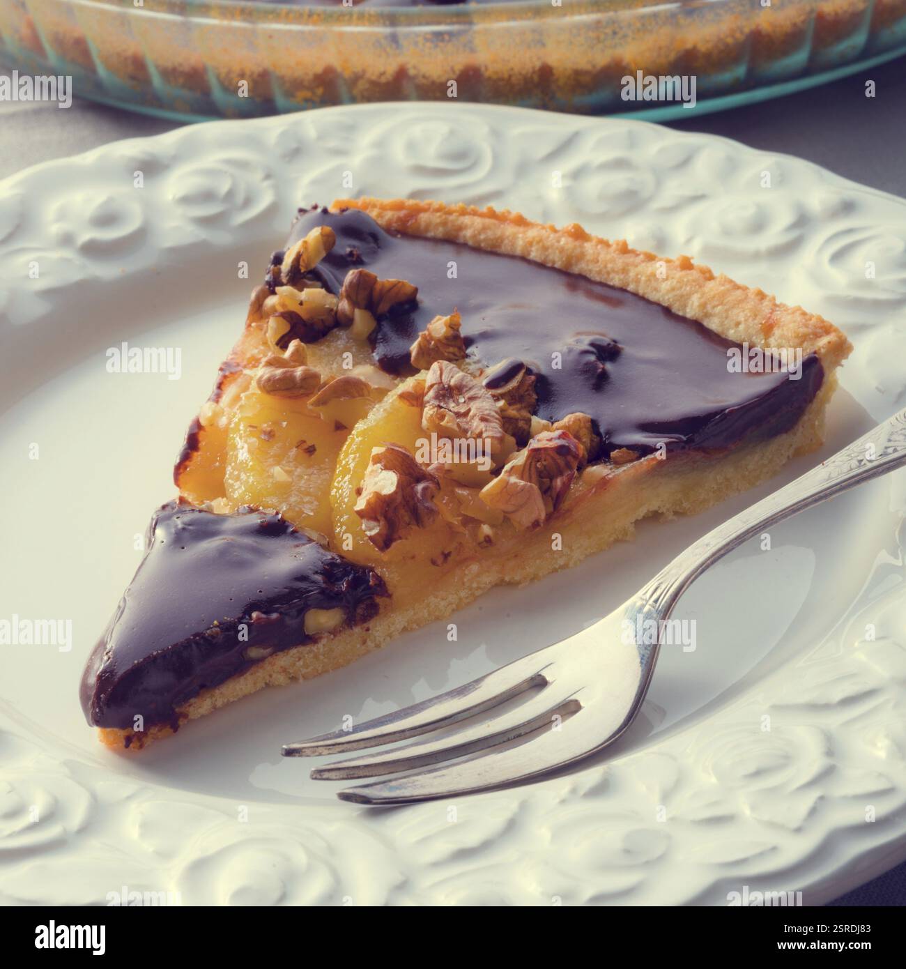 Tarte au chocolat aux poires Banque D'Images