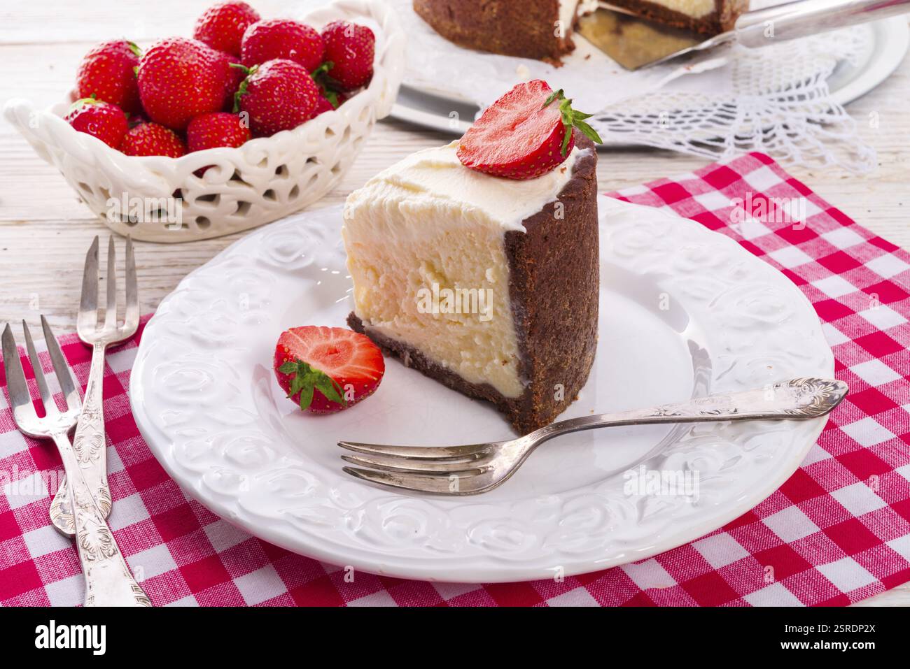 Gâteau au fromage aux fraises Banque D'Images