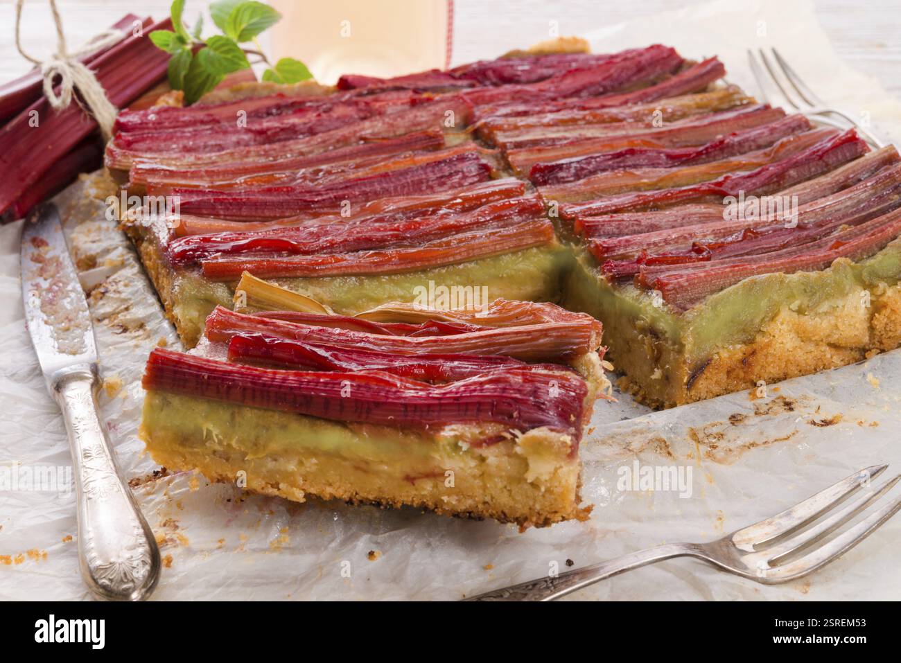 Cake rhubarbe Banque D'Images