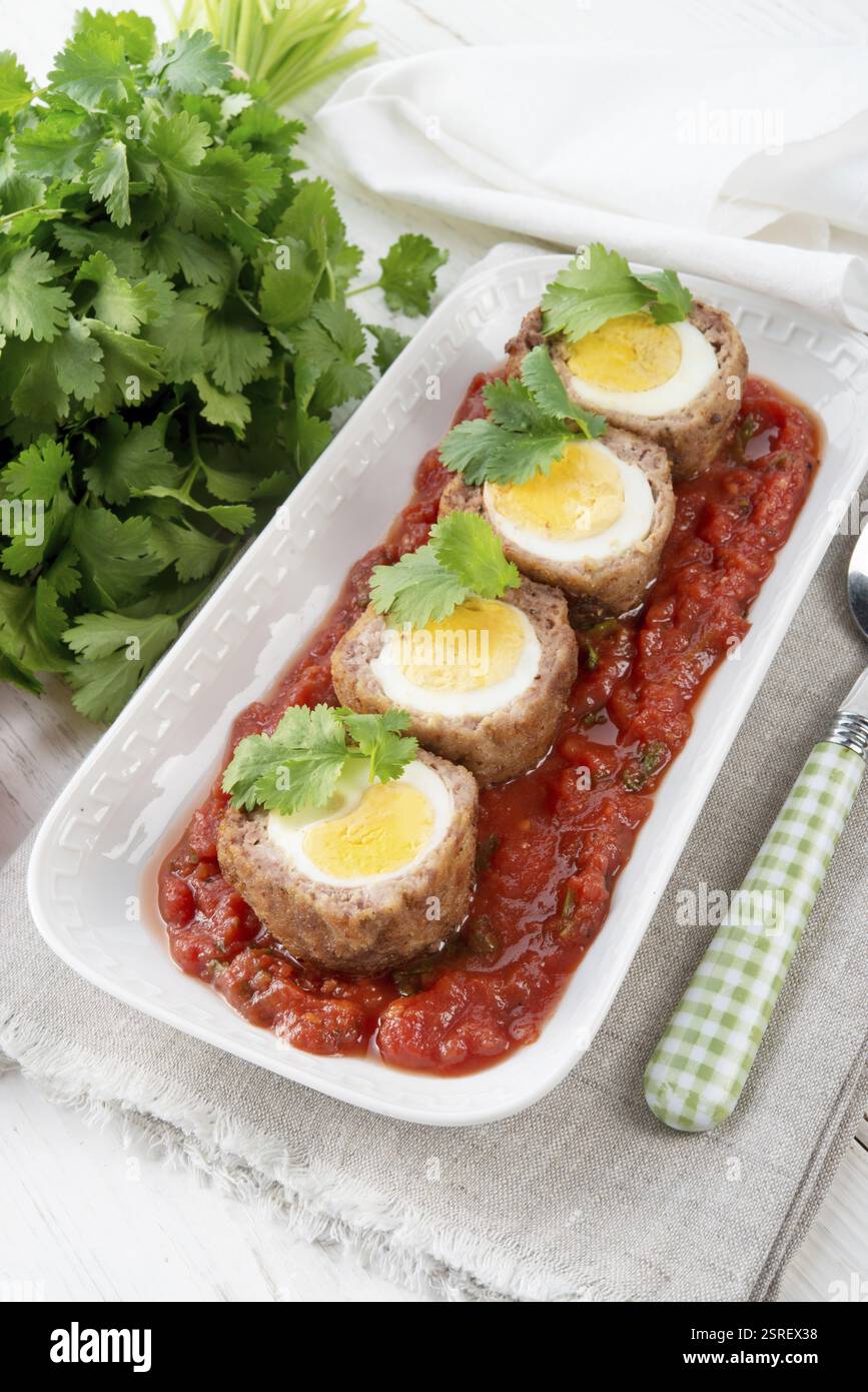 Oeufs sur écossais Banque D'Images