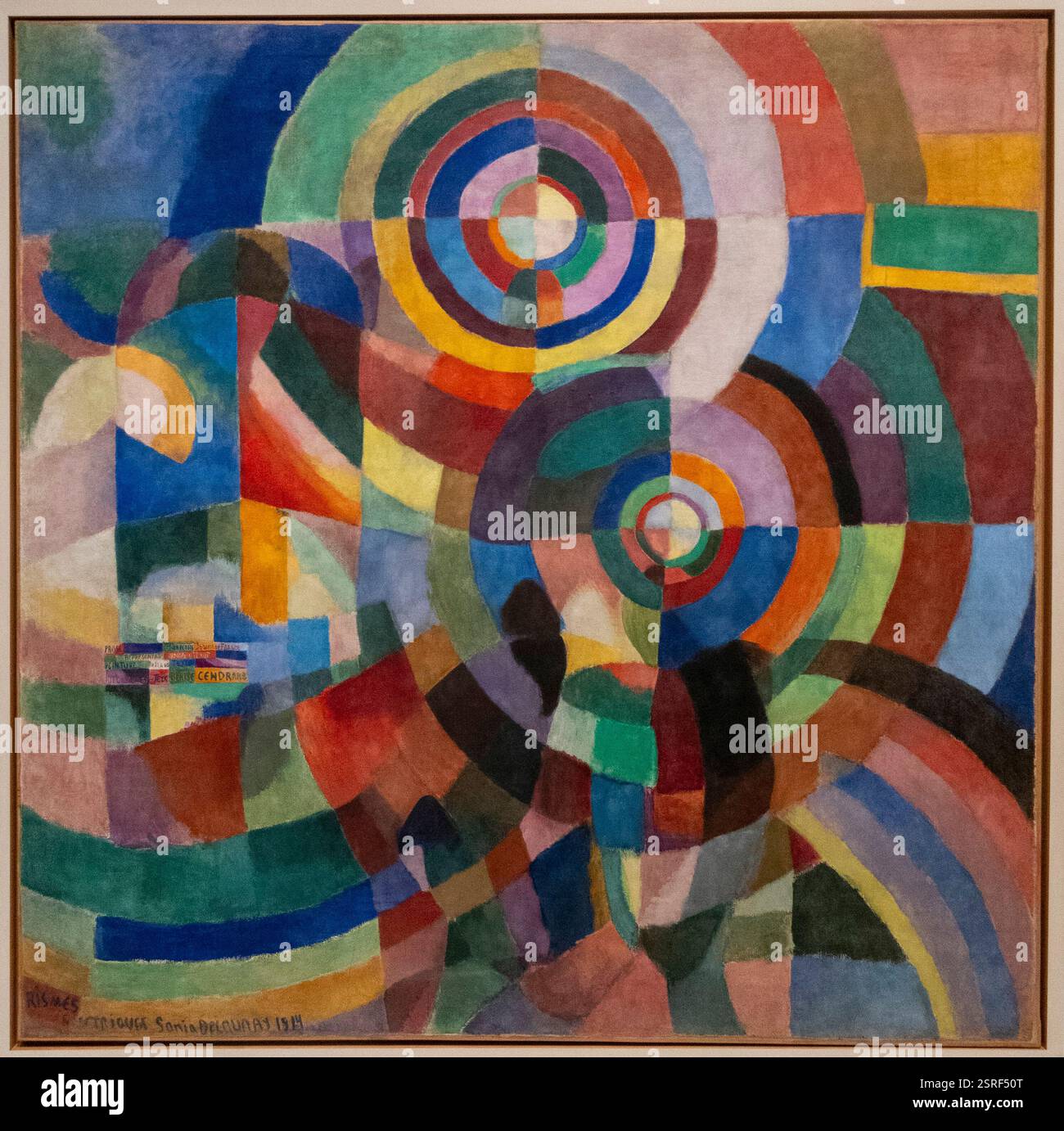 Prismes électriques, peinture à l'huile orphiste créée en 1914 par l'artiste russe Sonia Delaunay. Exposition sur l'orphisme, Musée Guggenheim, New York. Banque D'Images