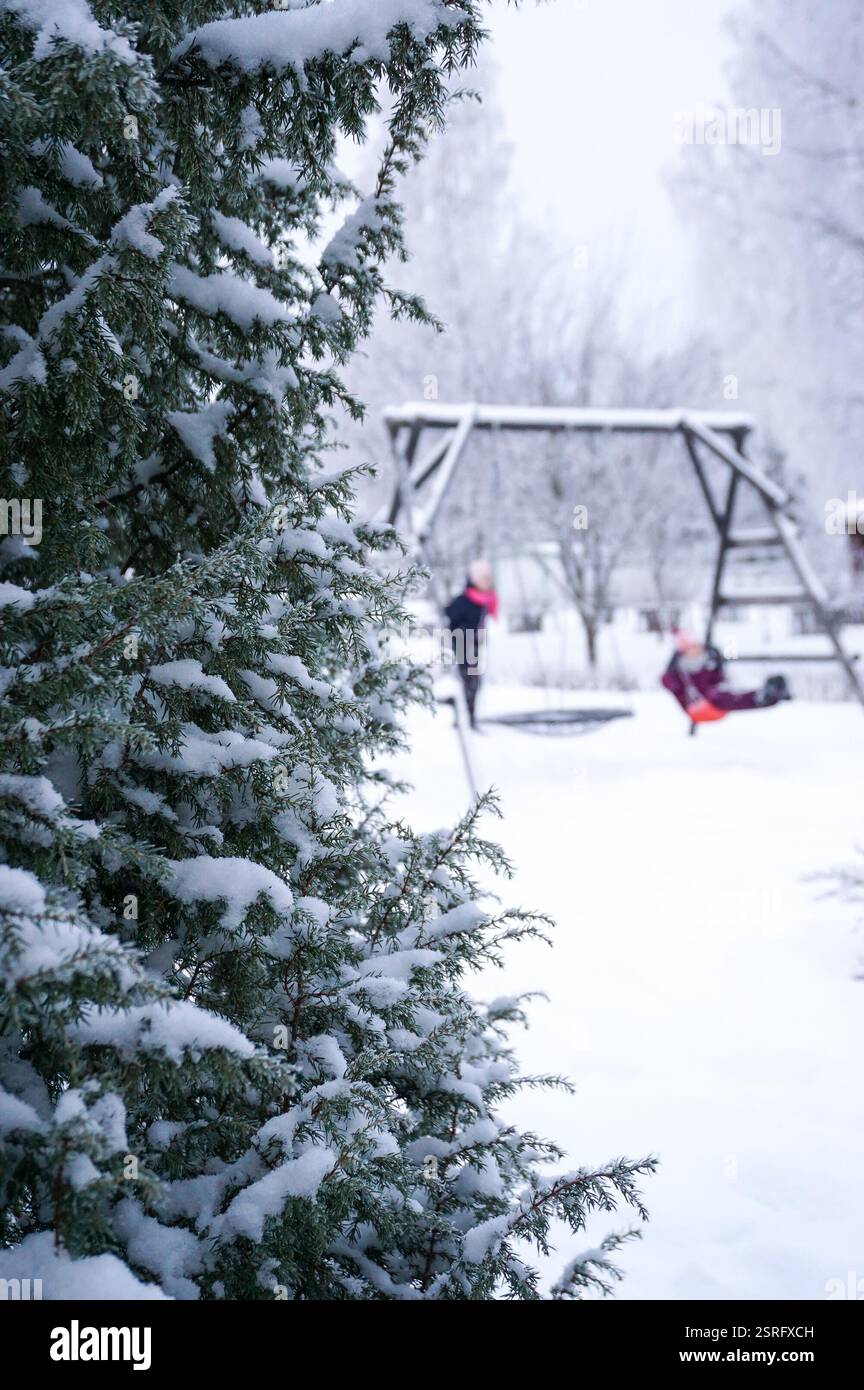 Beau paysage avec paysage d'hiver Banque D'Images