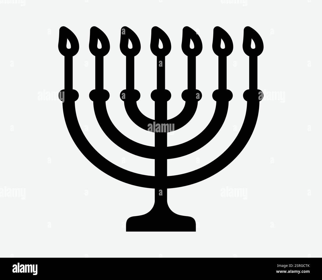 Juive Menorah forme bougie bâton culte religion Juif Fire Flame Holder icône Noir Blanc symbole signe illustration graphique vecteur Illustration de Vecteur