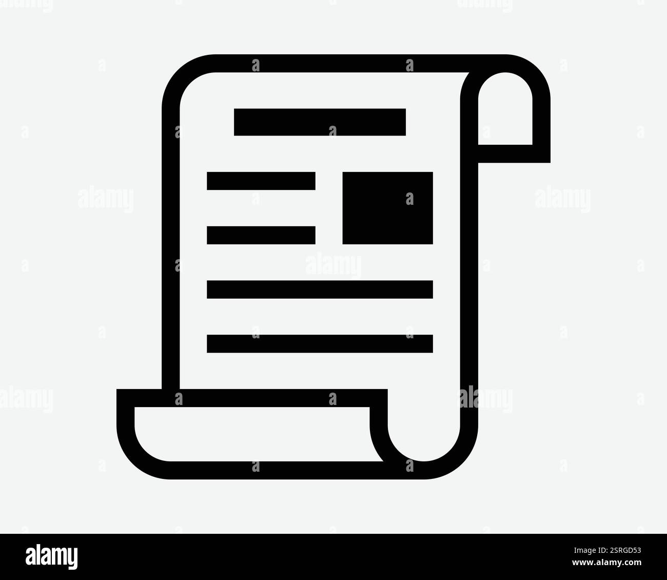 Feuille de journal papier article rouleau Magazine Outline Line Shape Black White icône signe symbole illustration graphique vecteur Illustration de Vecteur