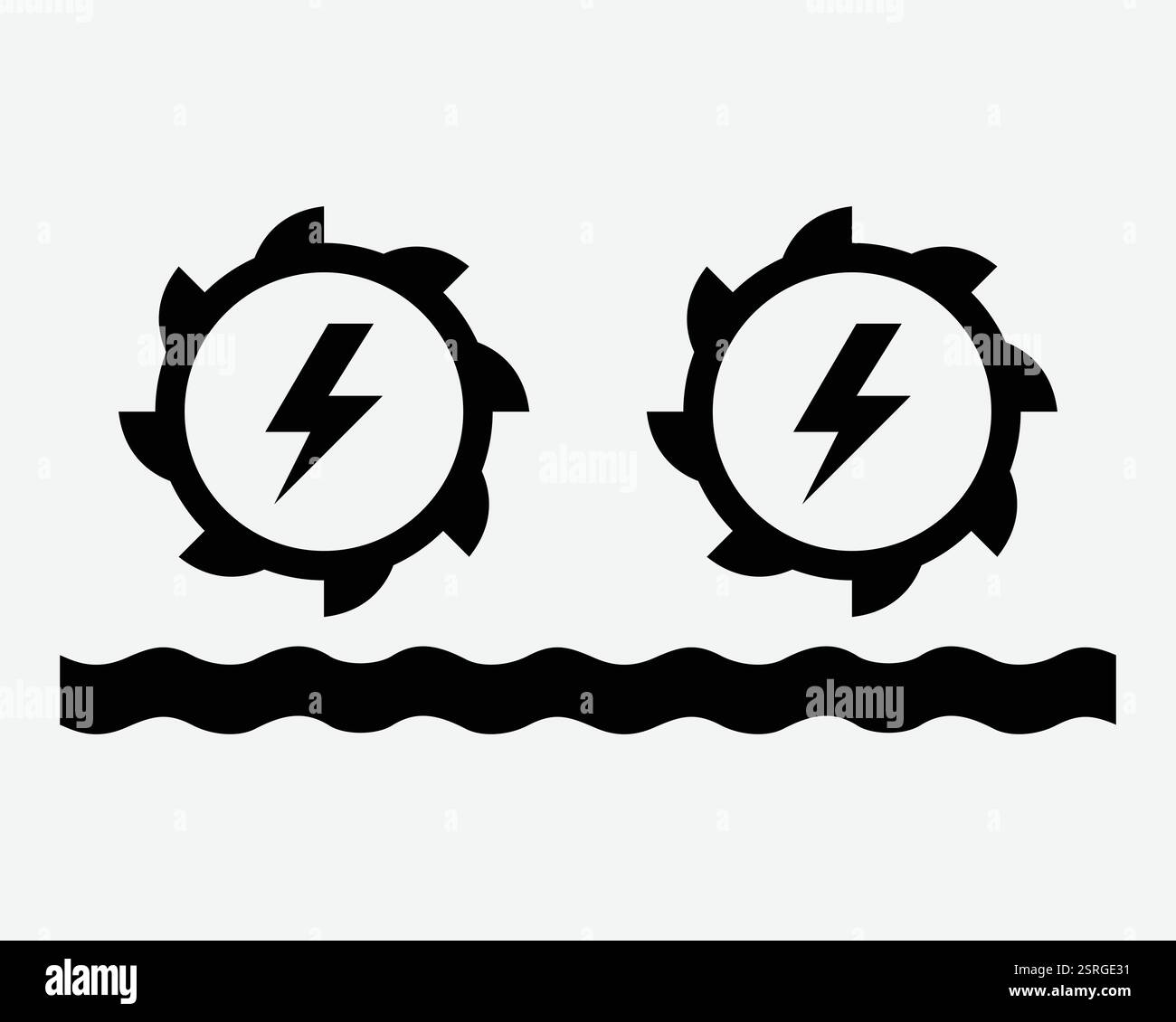 Hydroélectricité Hydro turbine d'eau énergie propre électricité générateur d'électricité rotation ressources renouvelables carbone vert neutre changement climatique Noir WHI Illustration de Vecteur