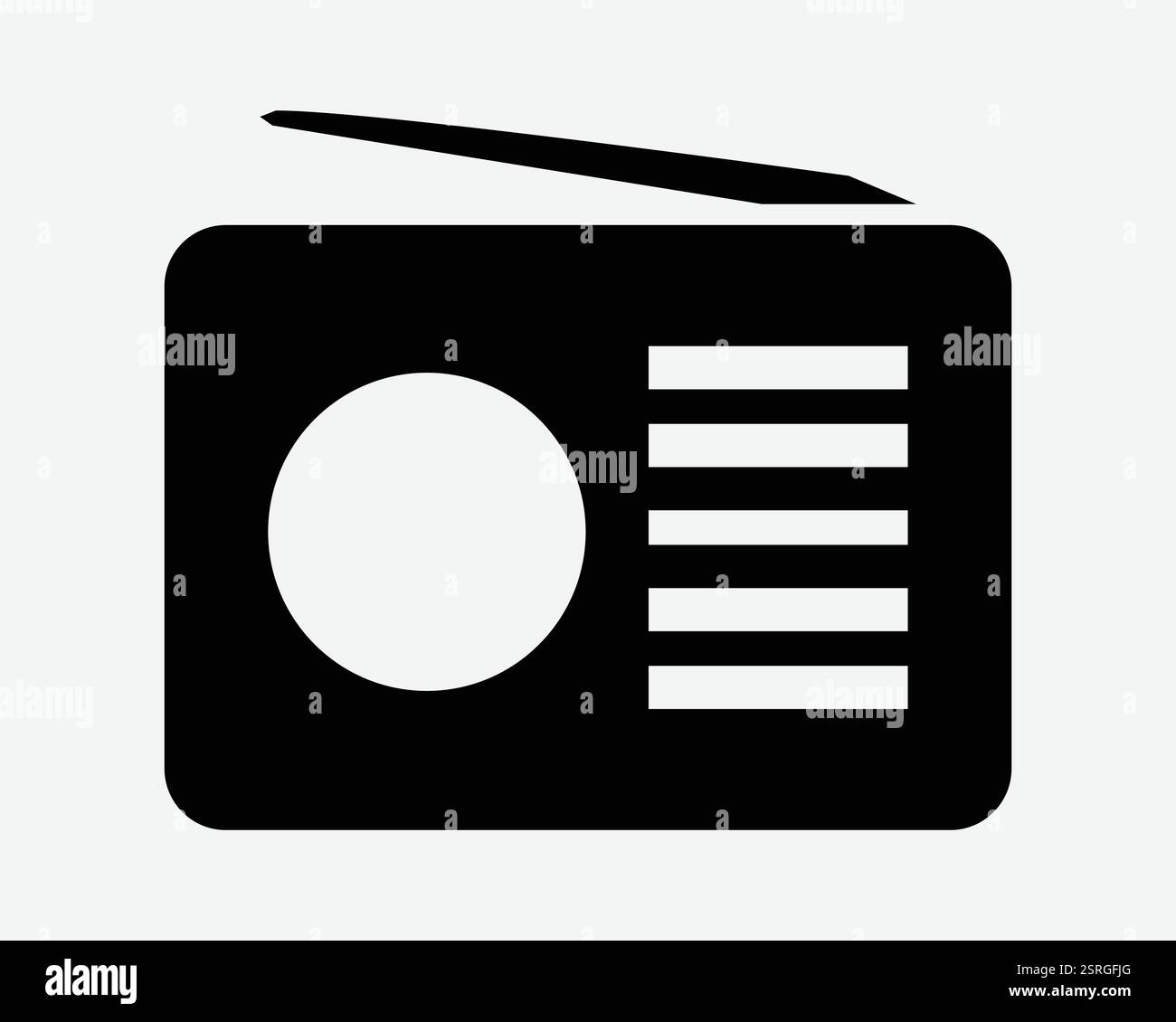 Radio lecteur de musique périphérique audio avec haut-parleur d'antenne Old Vintage forme icône Noir Blanc symbole signe illustration graphique vecteur Illustration de Vecteur