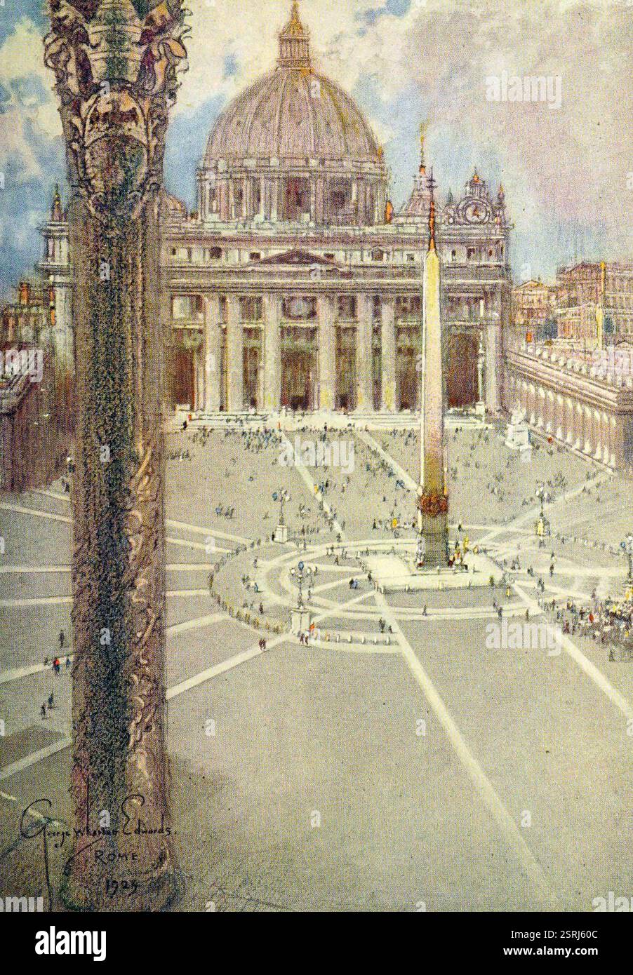 La Piazza St Pierre et le Vatican Rome, Italie - George Wharton Edwards, vers 1928 Banque D'Images