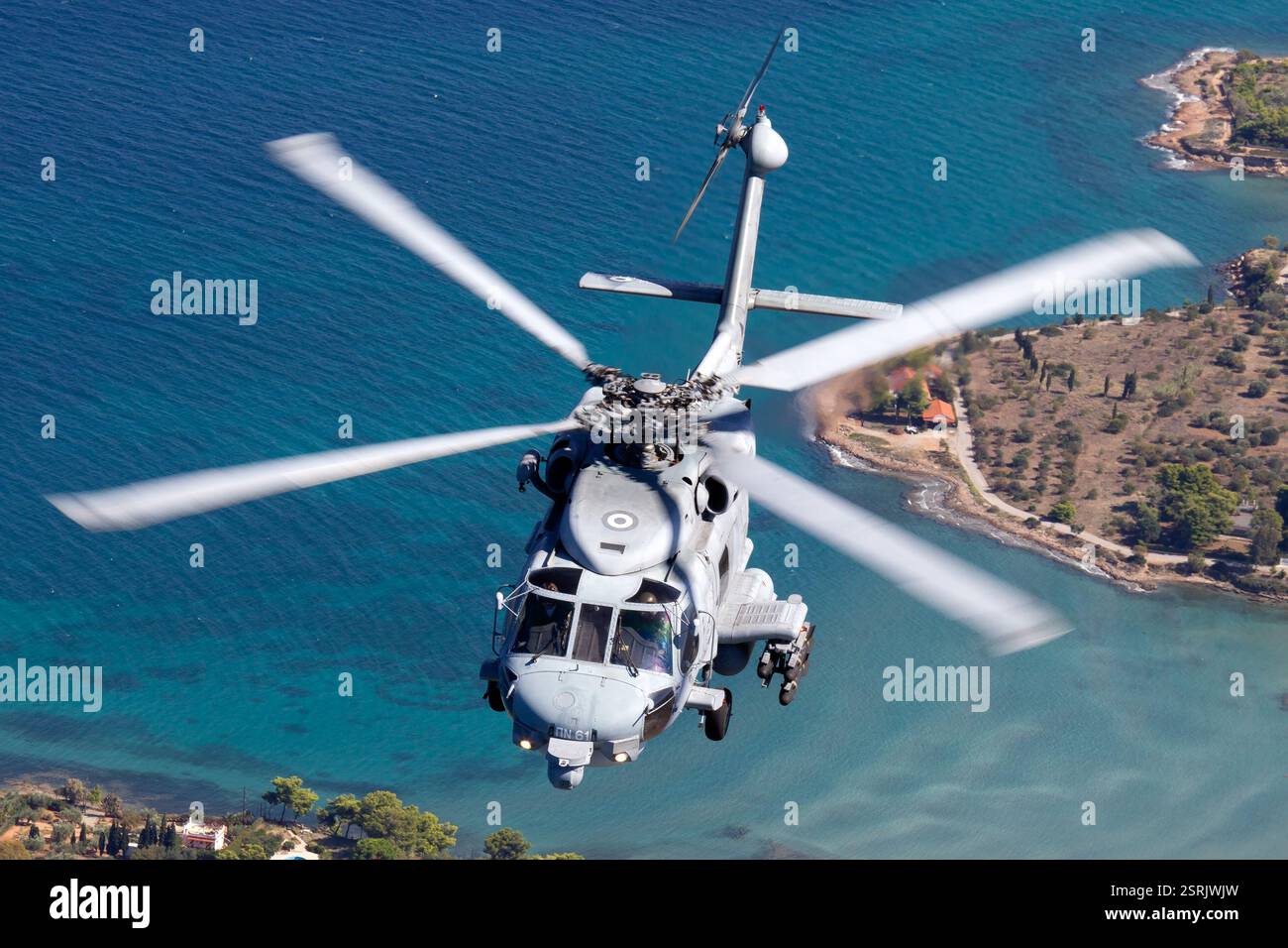 Hellenic Navy Seahawk : hélicoptère maritime multirôle, propulsé par des moteurs T700-GE-401C, équipé d'un sonar et d'un radar pour la guerre anti-sous-marine. Banque D'Images