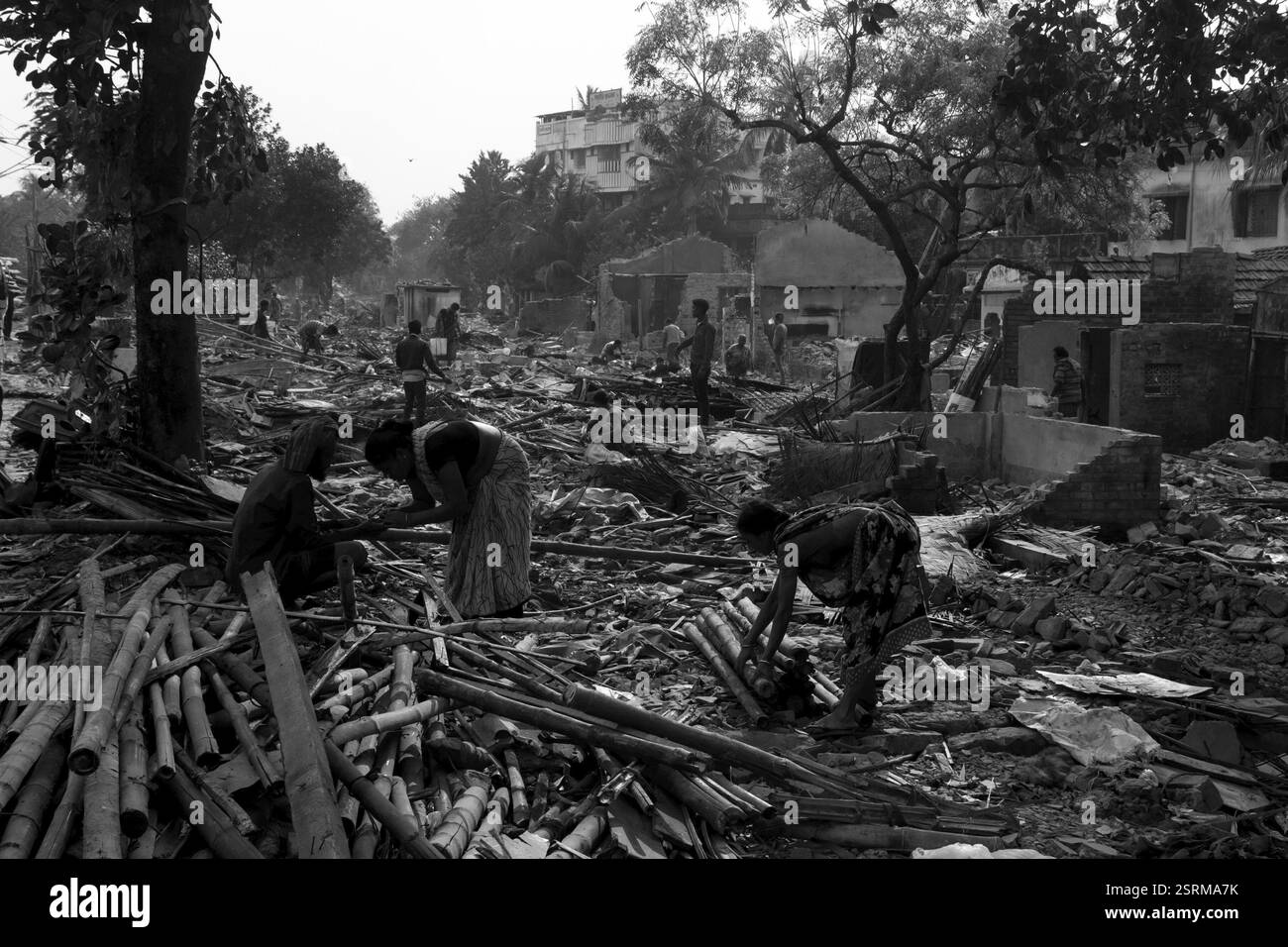 Bidonvilles démolis, Kolkata, Bengale occidental, Inde, Asie Banque D'Images