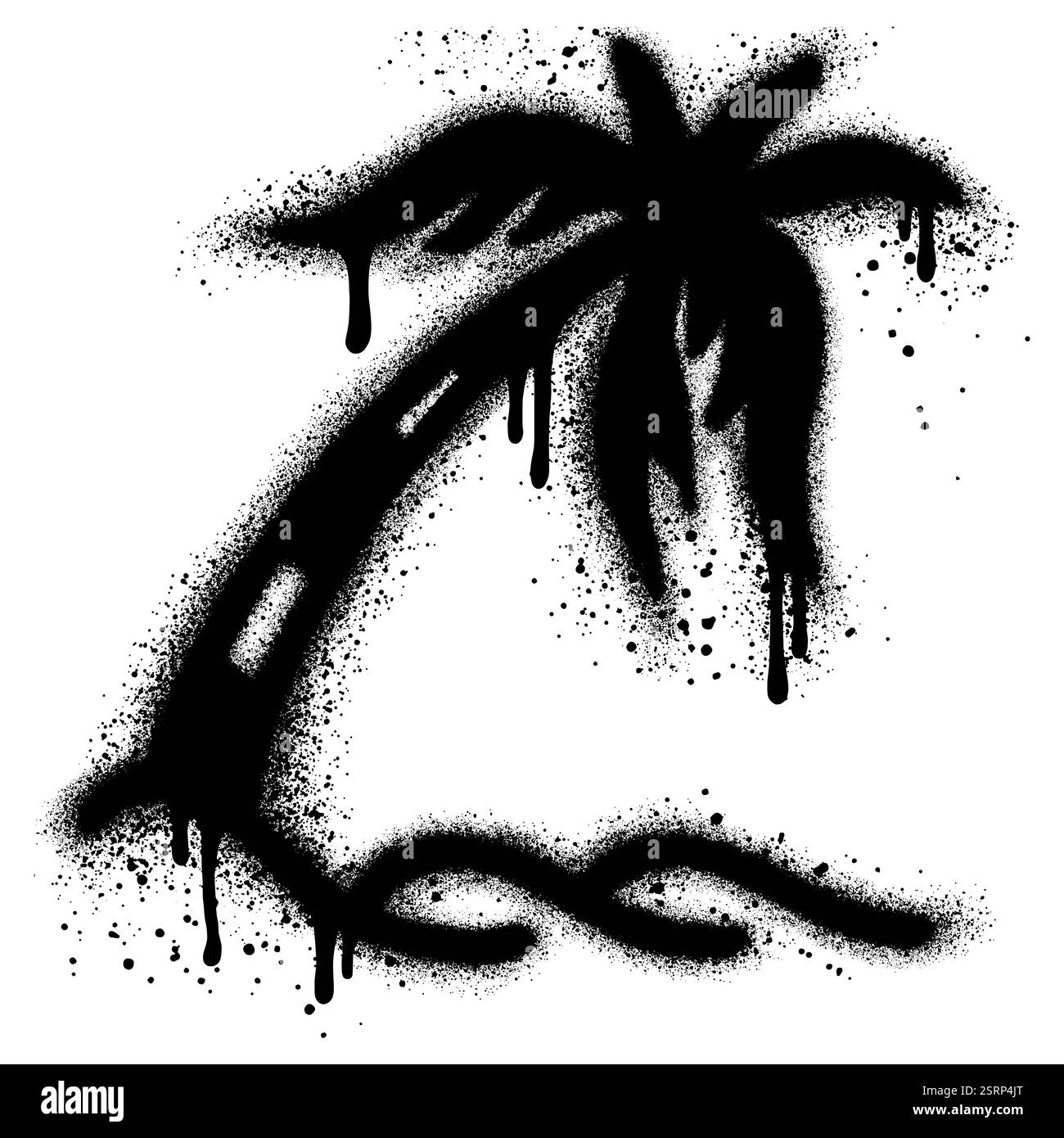 graffiti de palmier avec peinture noire en aérosol. illustration vectorielle. Illustration de Vecteur