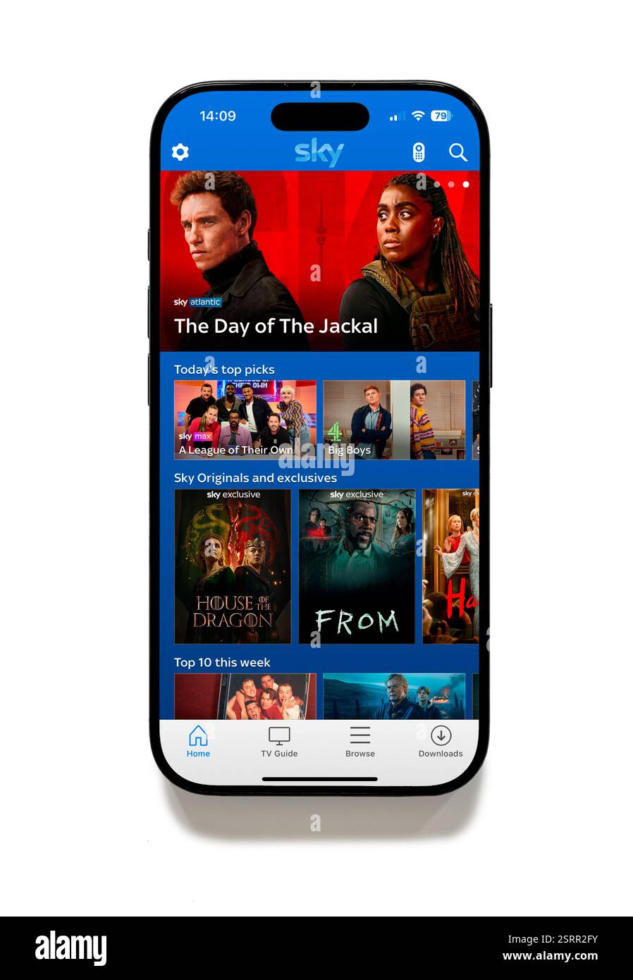Application Sky Go sur un iPhone 16 plus Banque D'Images