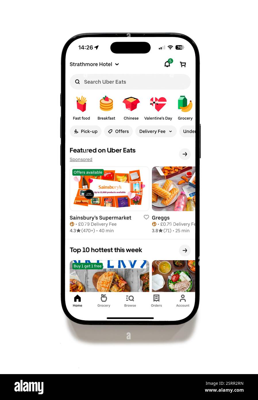 L'application Uber Eats sur un iPhone 16 plus Banque D'Images