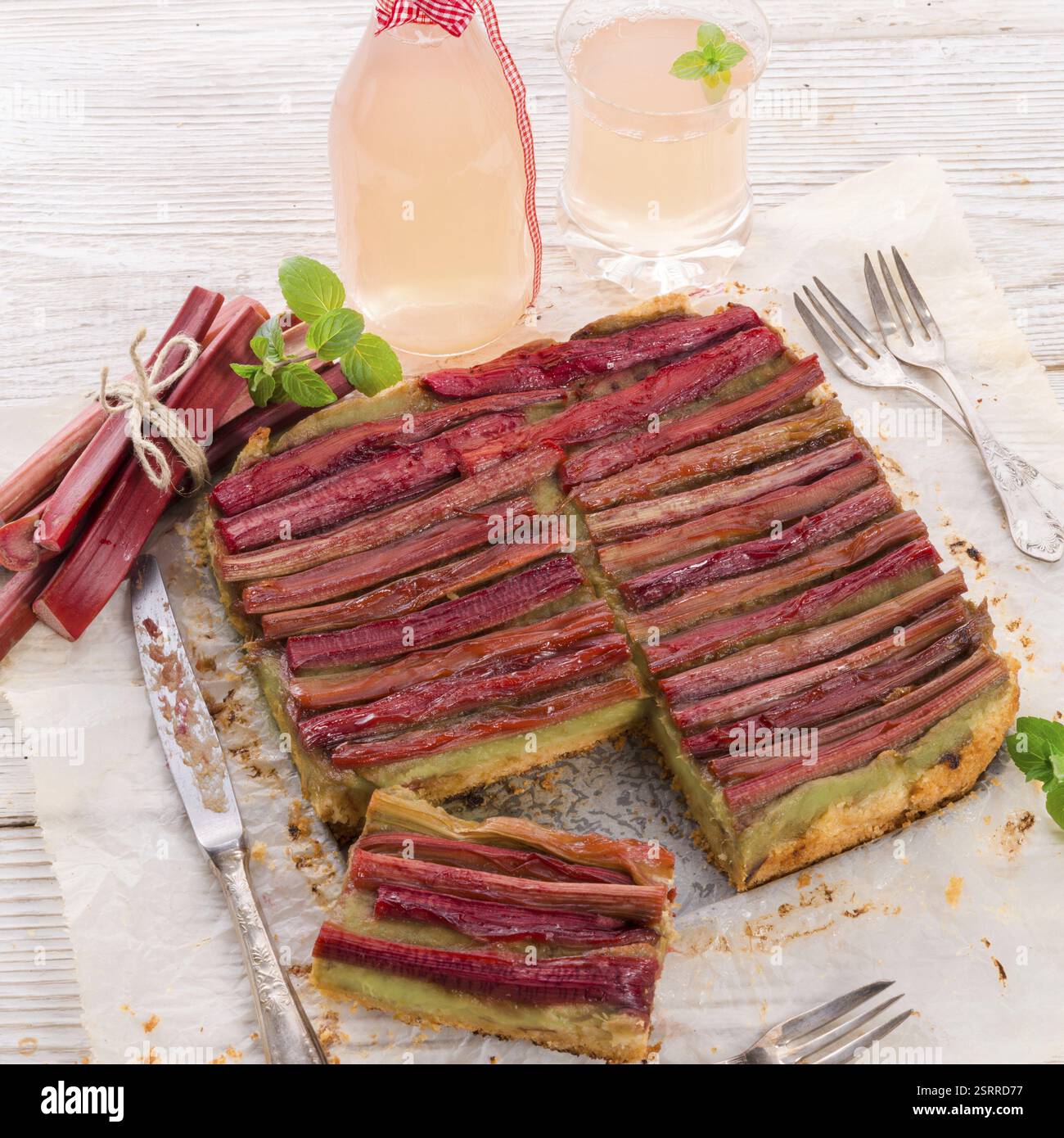 Cake rhubarbe Banque D'Images