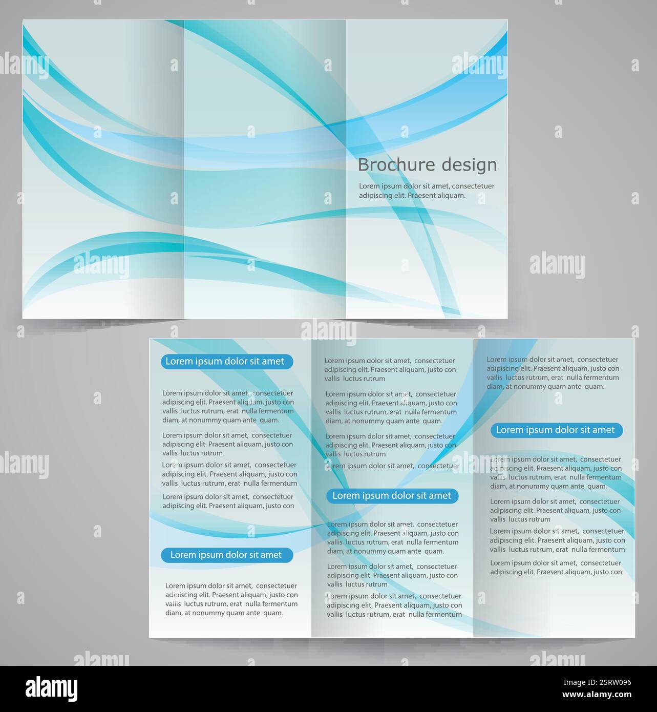 Modèle de brochure d'affaires à trois volets, flyer de conception bleu vectoriel Illustration de Vecteur