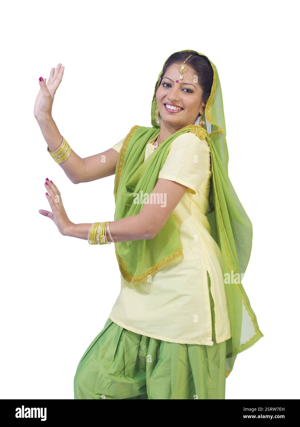 Woman performing Sikh bhangra danse folklorique M.# 702Z Banque D'Images