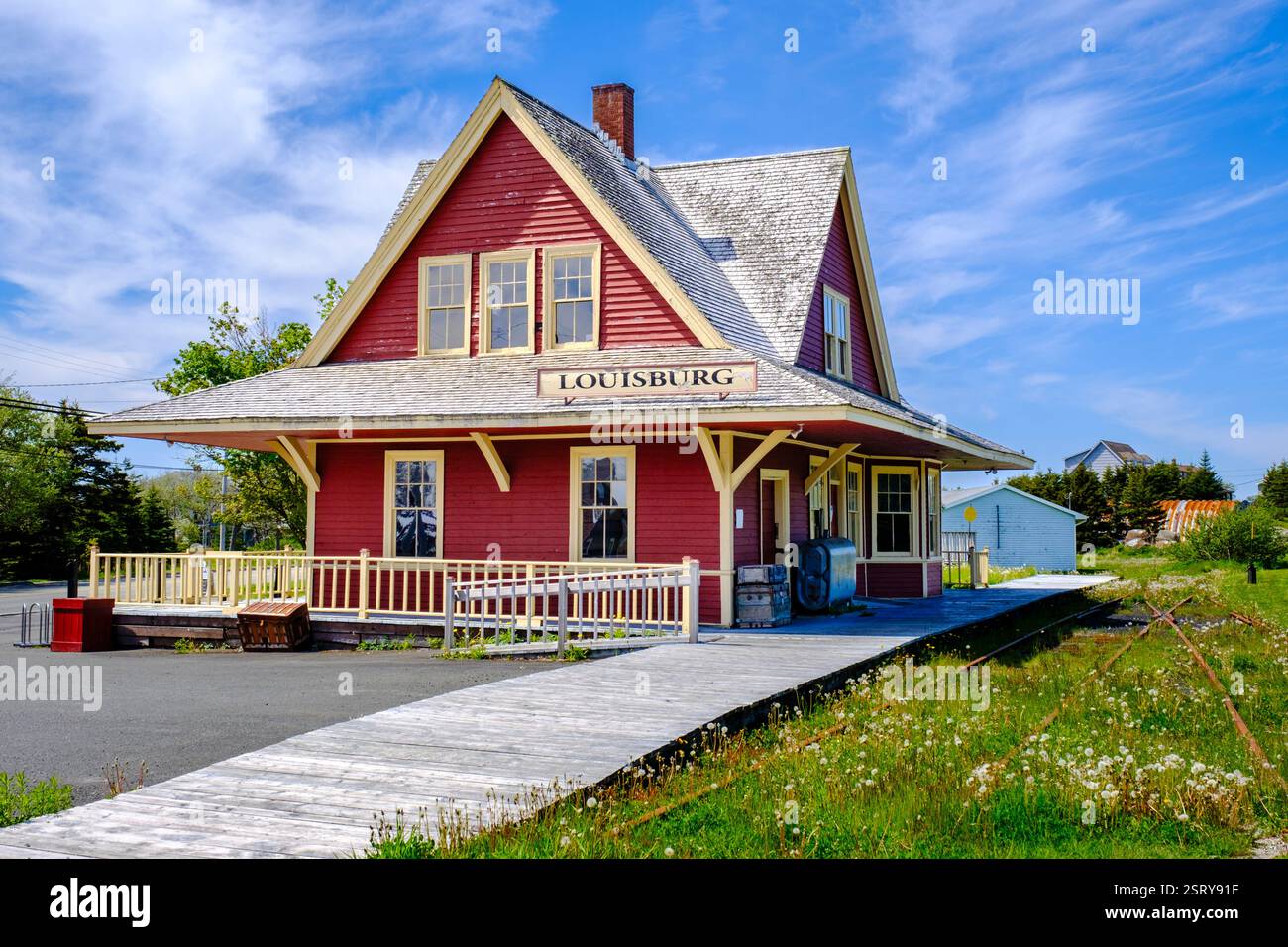 Ville de Louisbourg Sydney & Louisbourg Railway Museum, Île du Cap-Breton, Nouvelle-Écosse, Canada Banque D'Images
