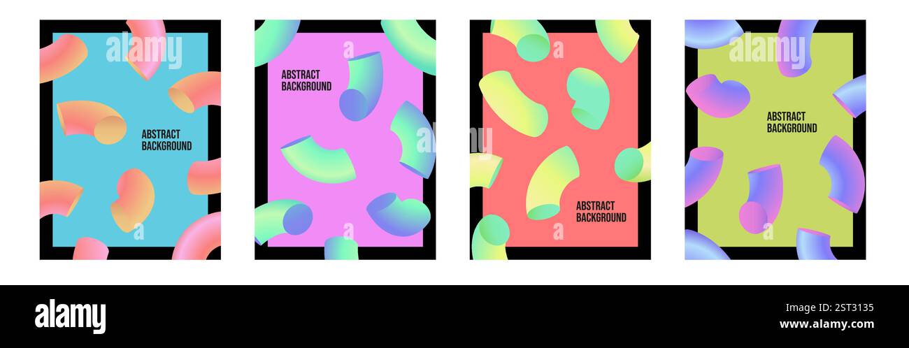 Ensemble de housses tendance. Formes fluides abstraites 3D. Illustration de Vecteur