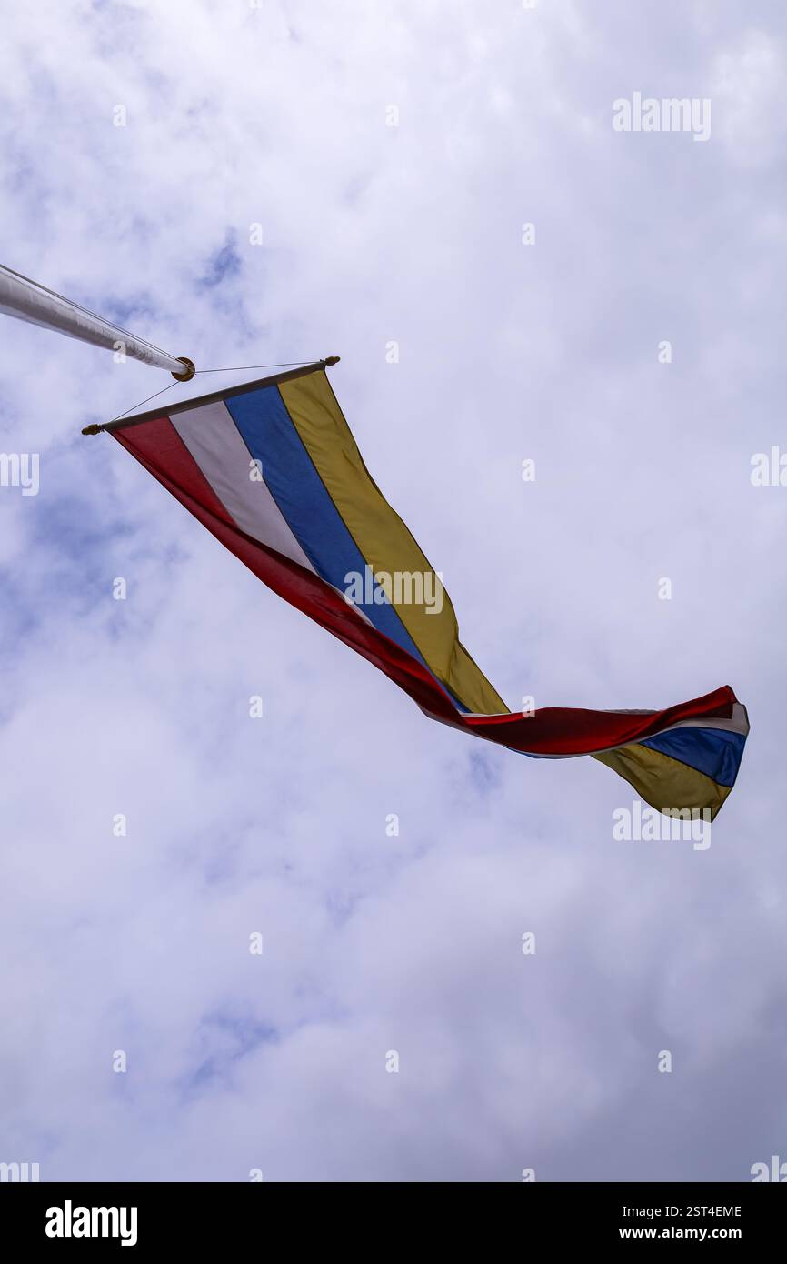 Le drapeau du carnaval allemand contre le ciel bleu à Mayence Banque D'Images