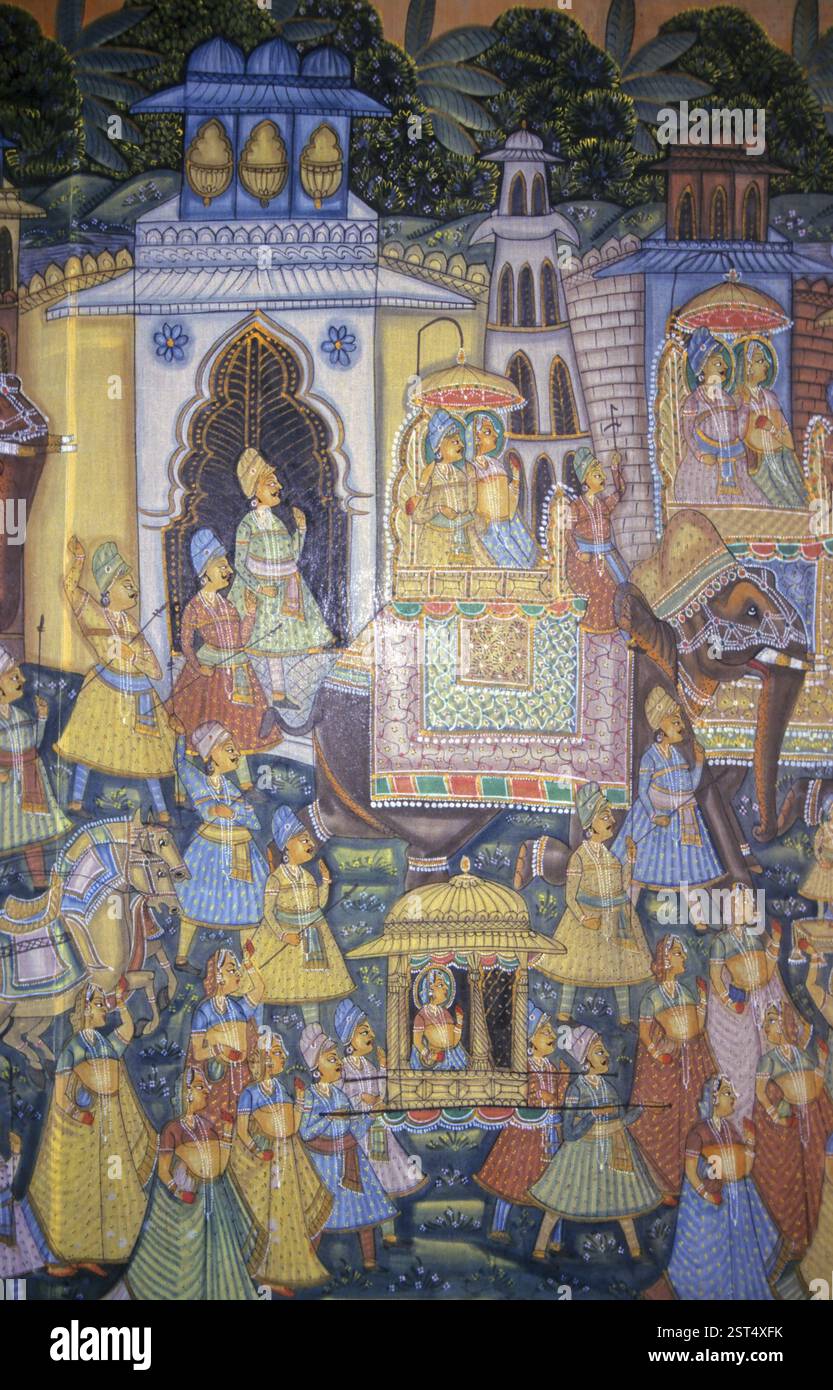 Peintures sur toile, l'Art du Rajasthan Banque D'Images