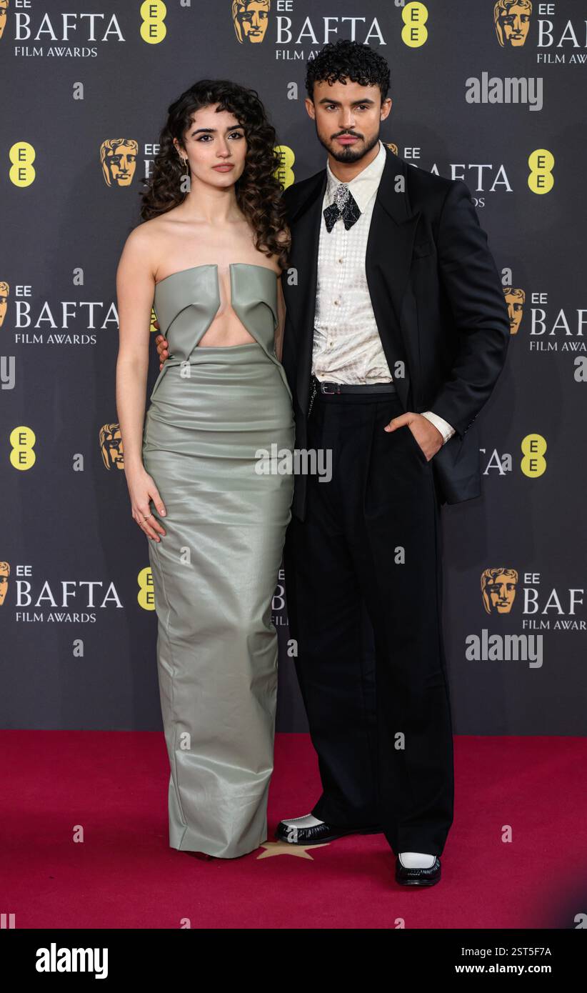 Londres, Royaume-Uni. 16 février 2025. Asha Banks et Matthew Broome arrivant aux EE BAFTA film Awards 2025, au Royal Festival Hall. Crédit : Doug Peters Banque D'Images