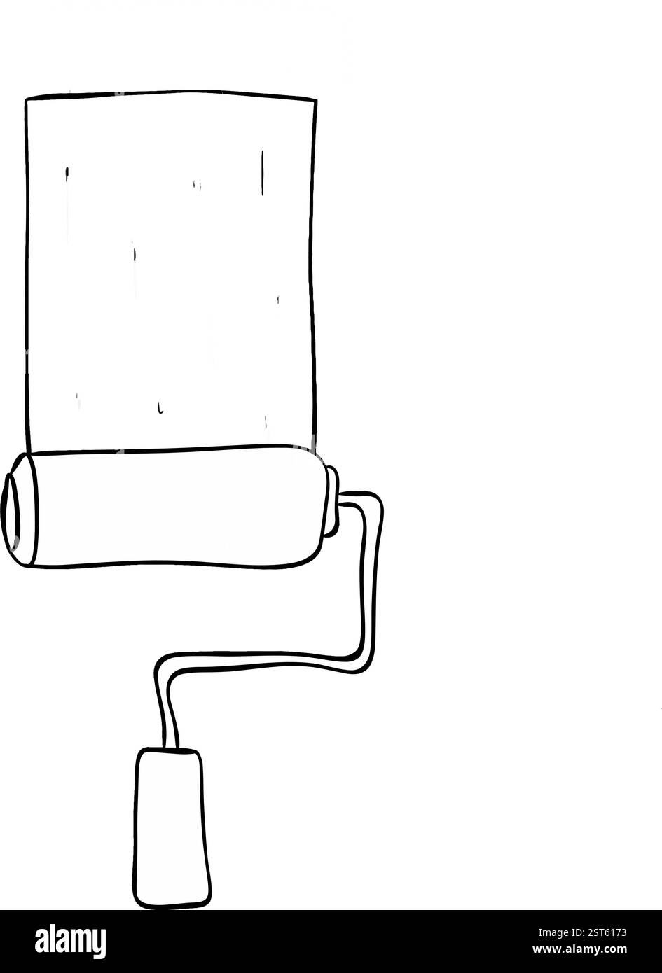Rouleau à peinture vectoriel. Rouleau à peindre png. Outil de ligne graphique pour la peinture murale, dessin. Rouleau à peinture bleu avec peinture. Matériaux de construction. Illustration de Vecteur