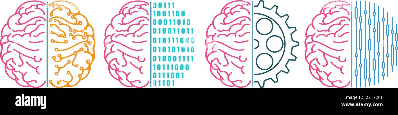 Ensemble de logo Brain Illustration de Vecteur