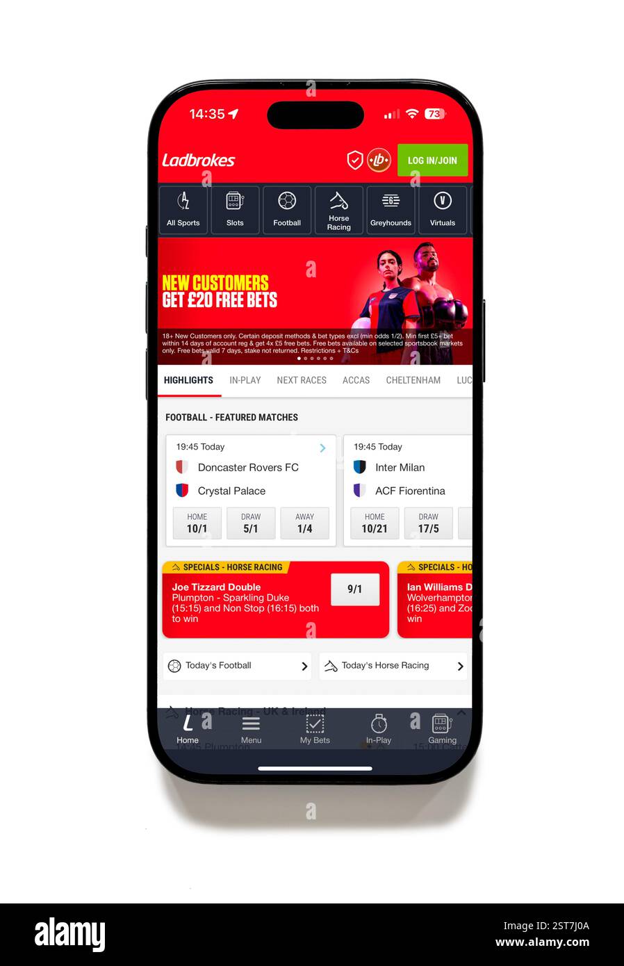 Application de Paris Ladbrokes sur un iPhone 16 plus Banque D'Images