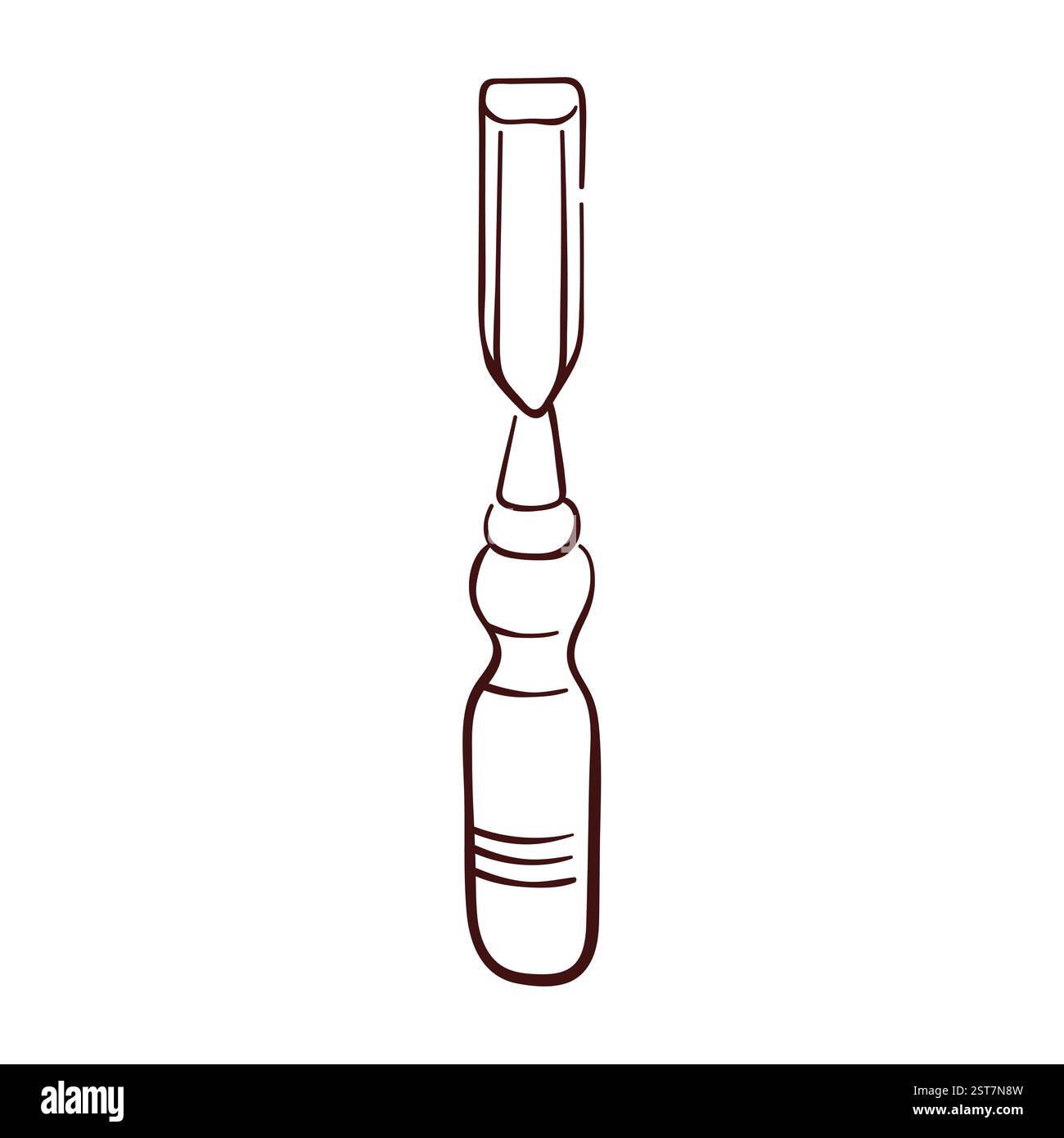 Logo ciseau dans le style dessin au trait. Outil de réparation dessiné à la main pour le travail du bois, menuiserie, sculpture sur bois, travaux de réparation, taille de pierre, travail des métaux. Isolé sur un Illustration de Vecteur