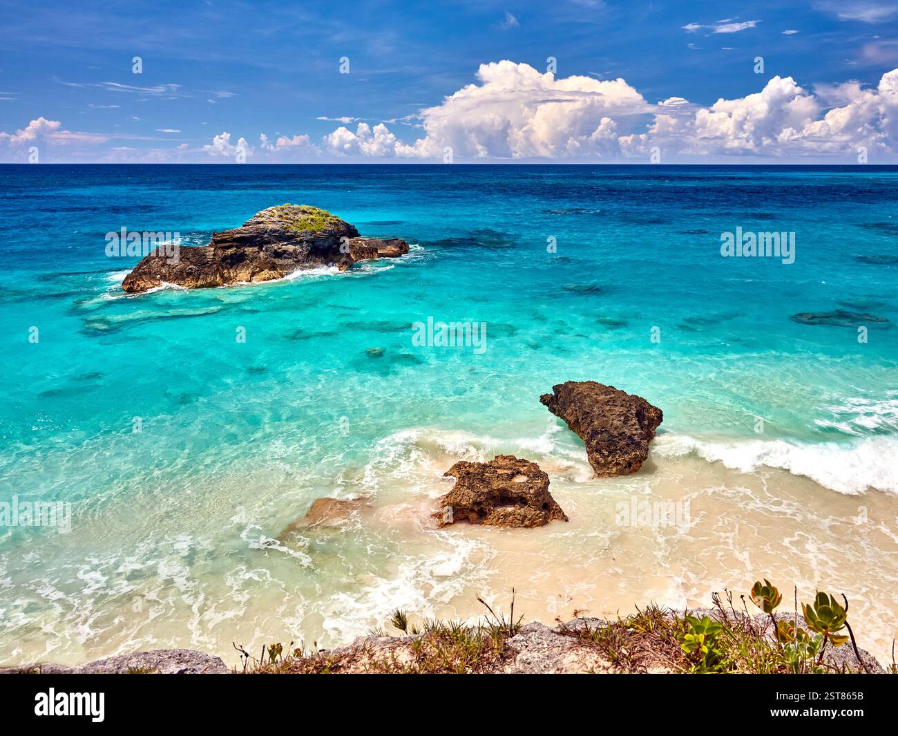 Plages tropicales côtières de l'île des Bermudes Banque D'Images