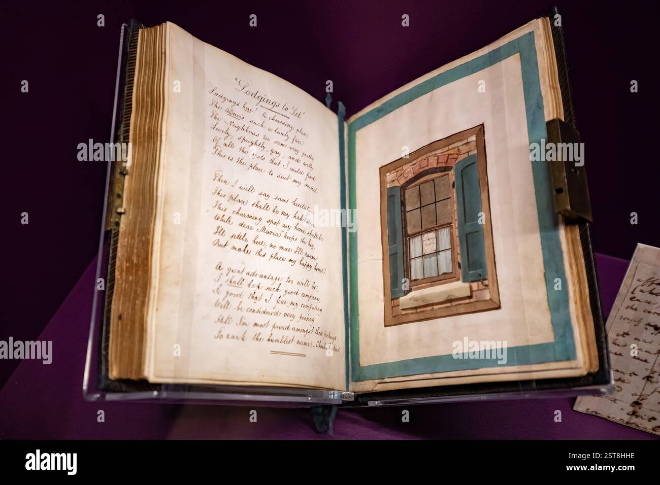 L'album de Maria Beadnell contenant un poème de Charles Dickens. Charles Dickens Museum, Londres Banque D'Images