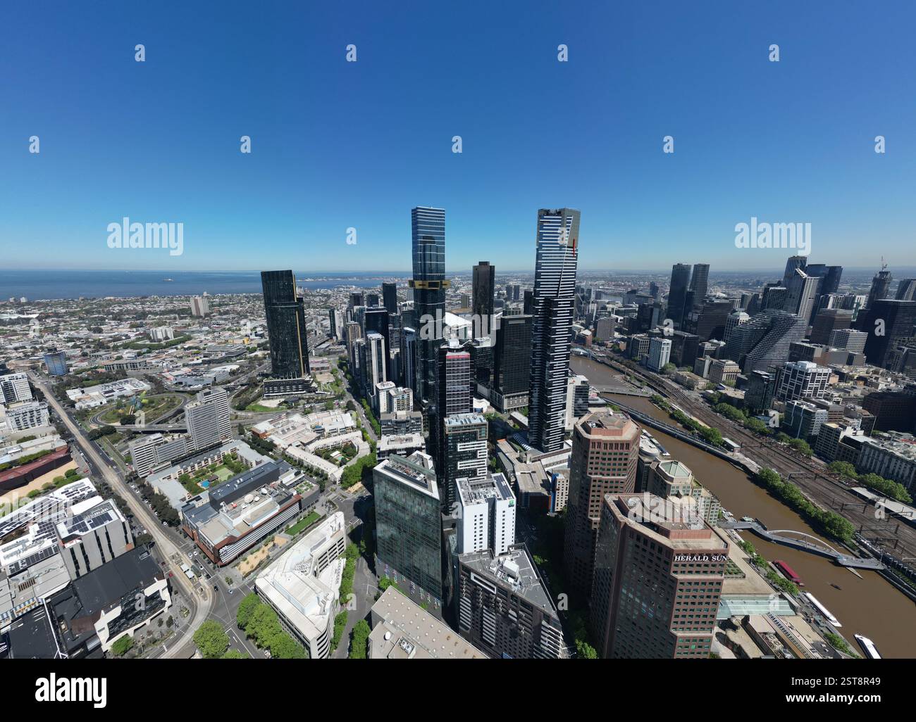 Vue aérienne du quartier des affaires de Melbourne, du quartier central des affaires de Melbourne, de l'horizon de la ville, Victoria, Australie Banque D'Images