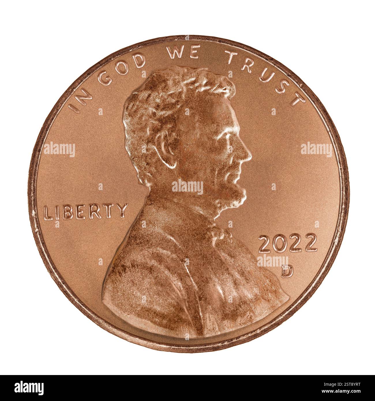 Gros plan horizontal carré d'une pièce de monnaie américaine sur transparence. Banque D'Images