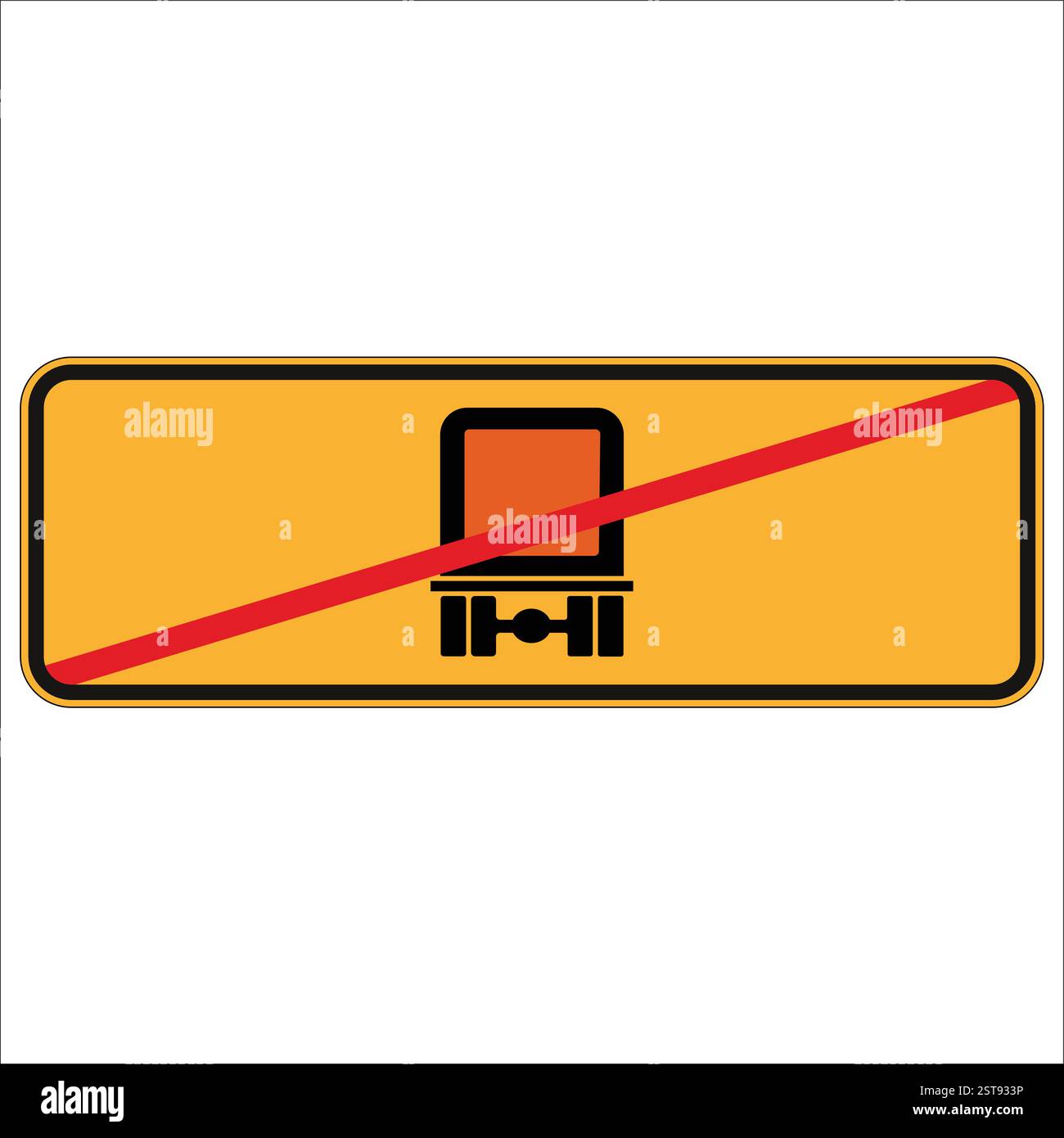 Panneau routier rectangulaire jaune indiquant l'interdiction des camions et autres véhicules lourds Illustration de Vecteur