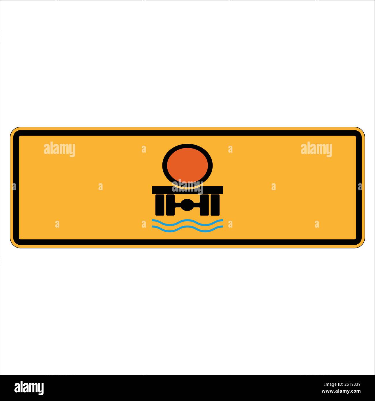 Panneau jaune rectangulaire de transport en ferry indiquant un service de transport par eau Illustration de Vecteur